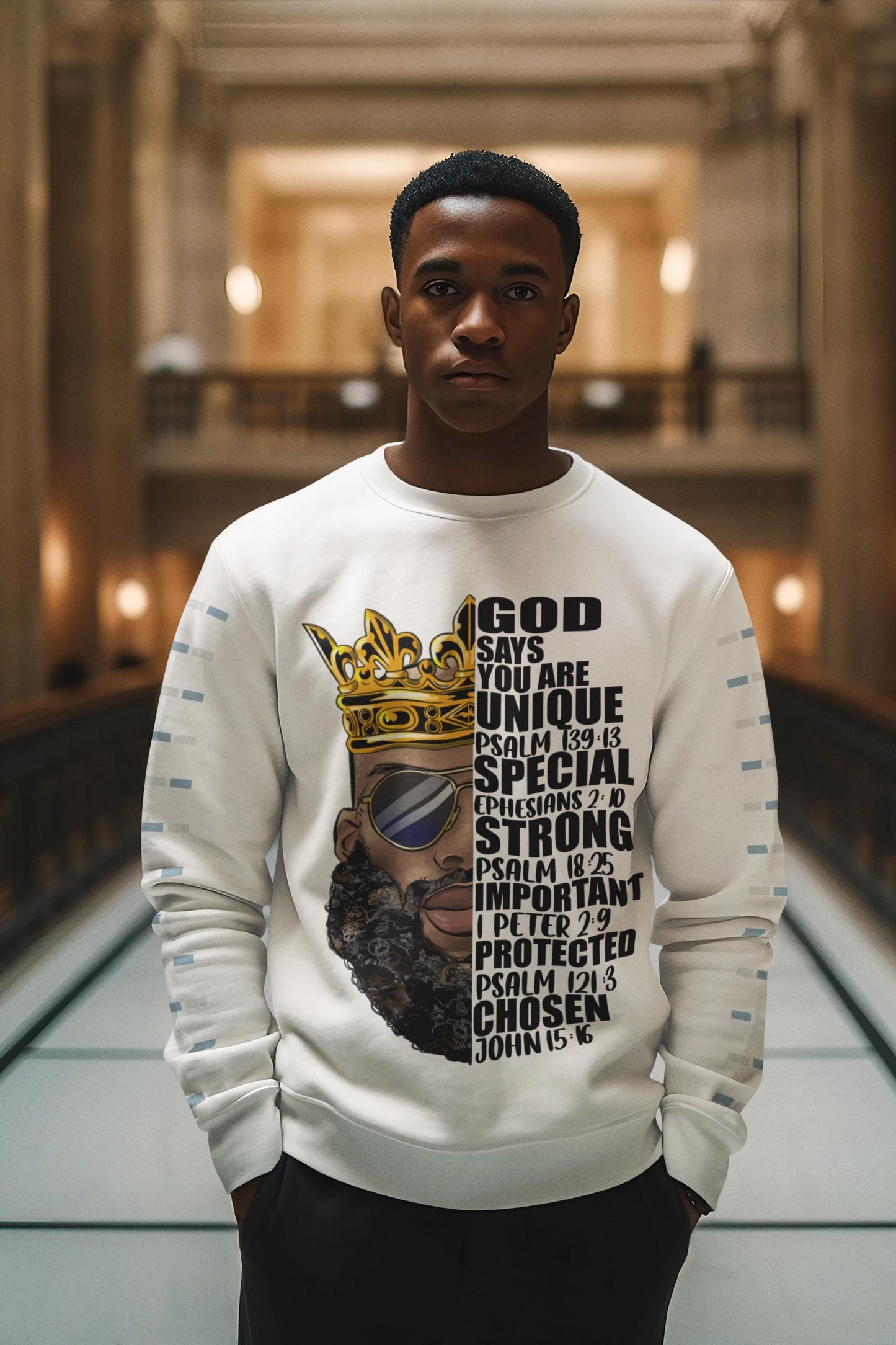 Religious Graphic Sweater: Crowned Man, Christian Apparel