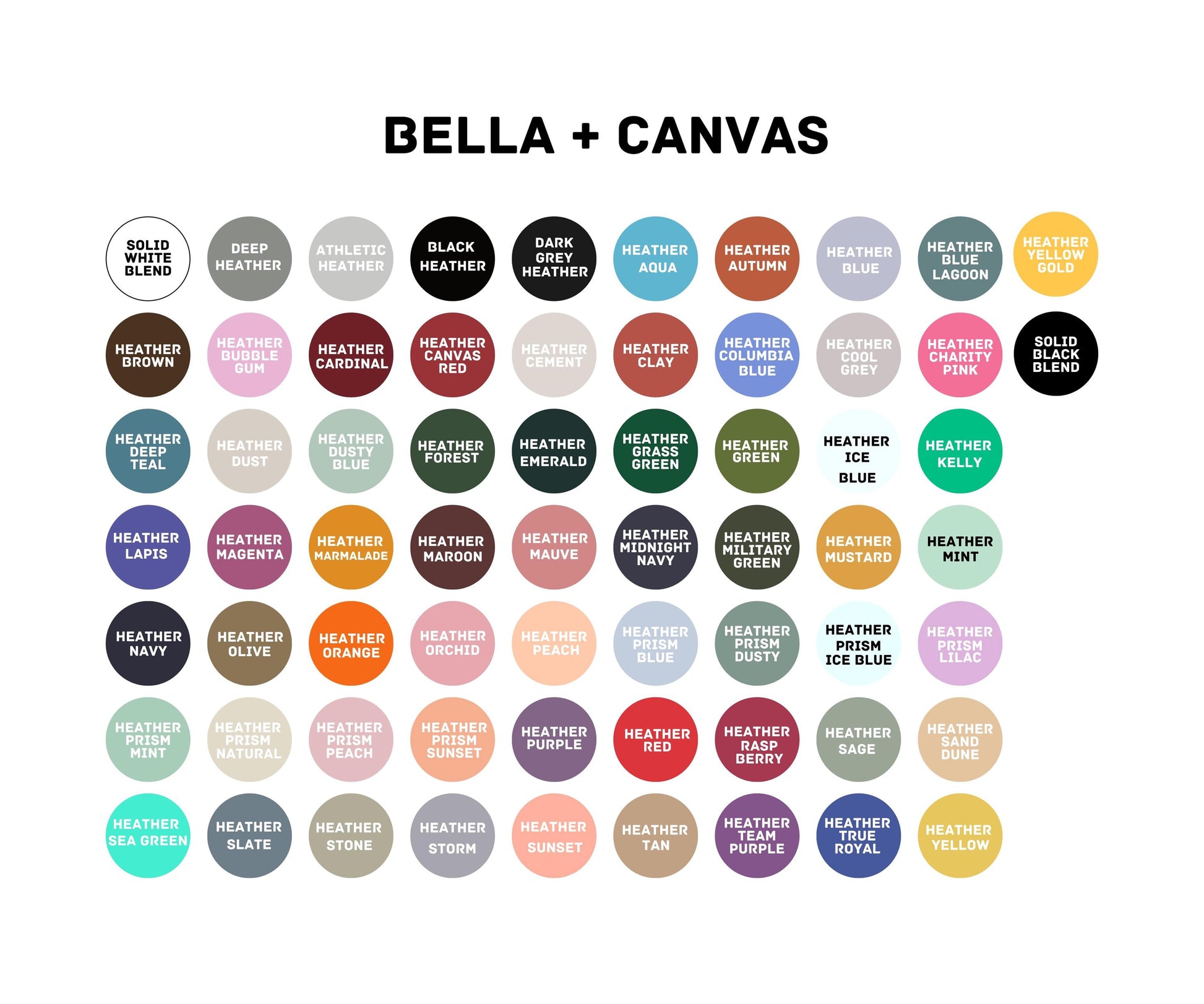 Bella+Canvas Color Chart (Heather)