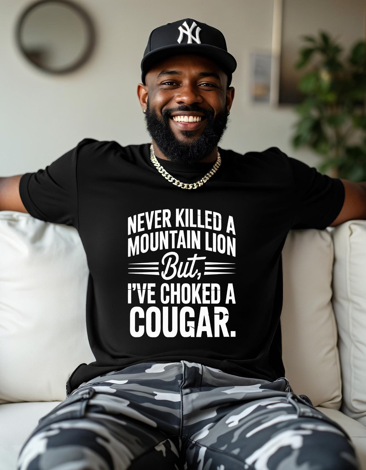 Funny Cougar Graphic Tee: Novelty Adult Gift