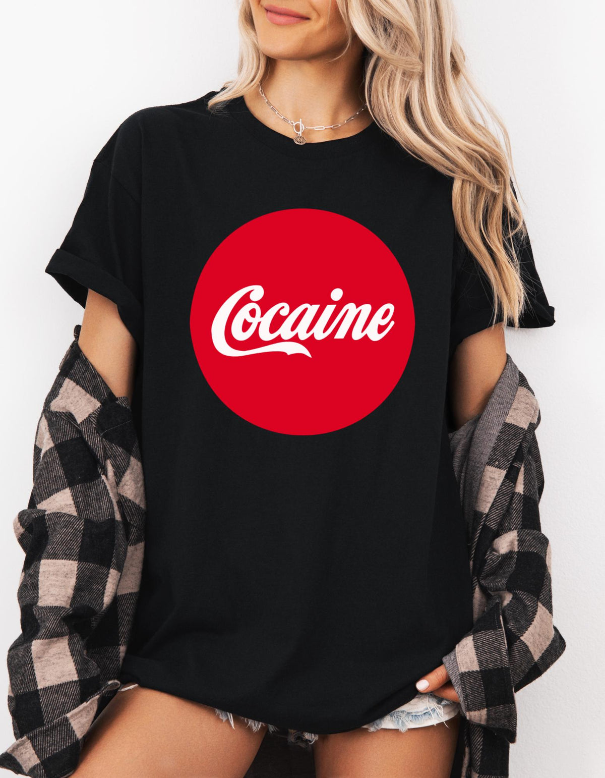 Cocaine Classic Tee. Trendy and Fad Graphic T-Shirt |Crew Neck Sweater|Hoodies.  Adult Shirts. Powder. Underground Party Gear. Retro.