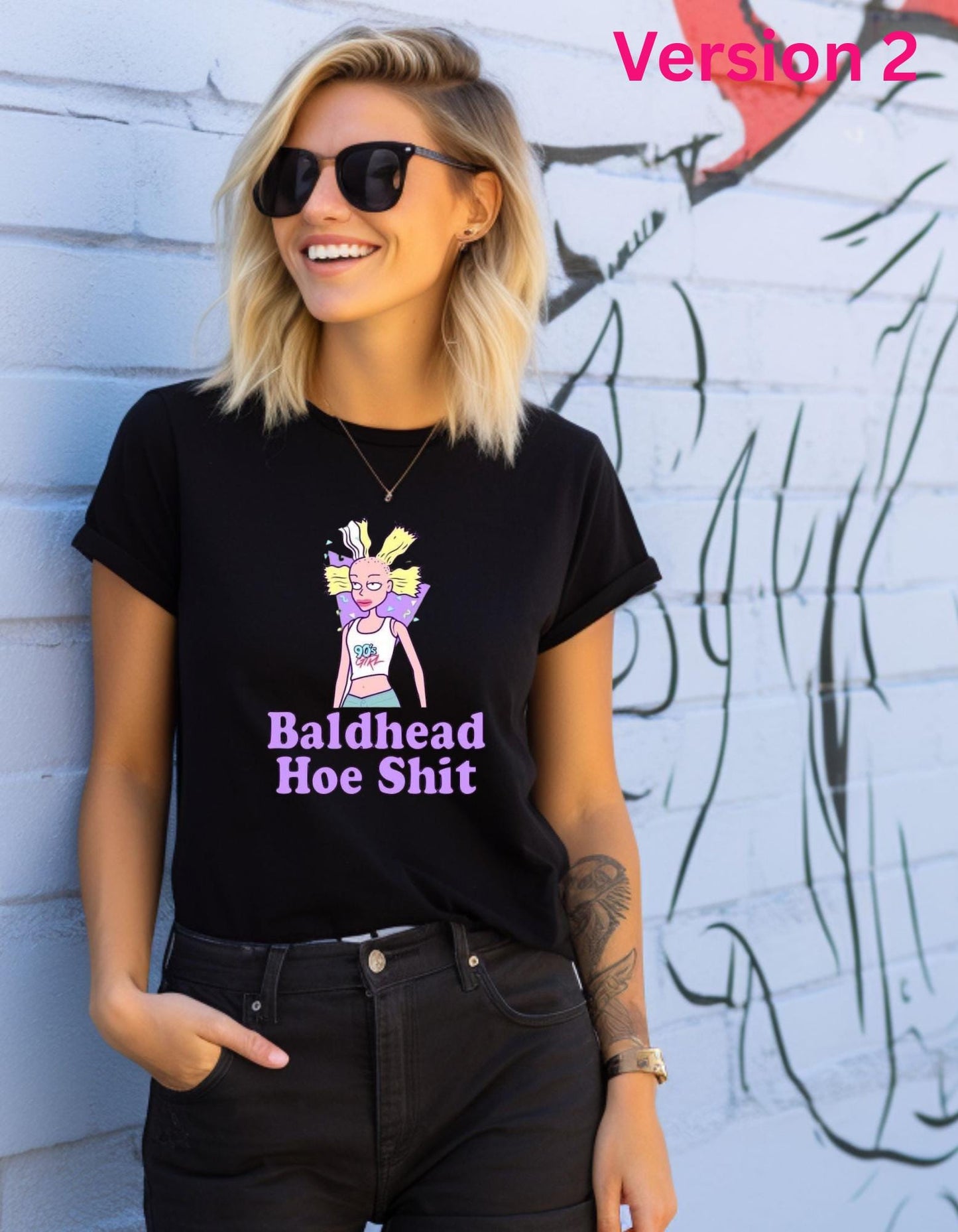 Bald Head Hoe Shit Trending Graphic T-Shirt |Crew Neck Sweater|Hoodies.  Custom, High Quality Tees. Humorous Apparel. Ratchet. Funny.
