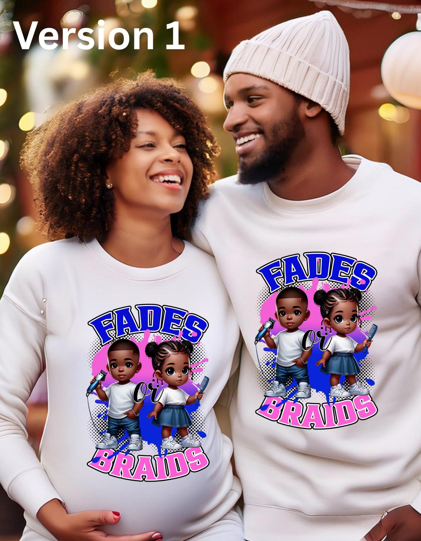 Fades or Braids Gender Reveal Shirt: African American Baby Shower
