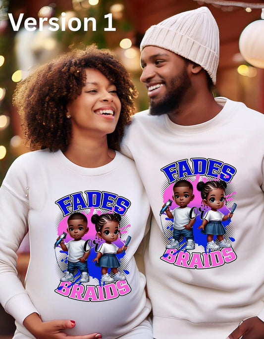 Fades or Braids Gender Reveal Shirt: African American Baby Shower