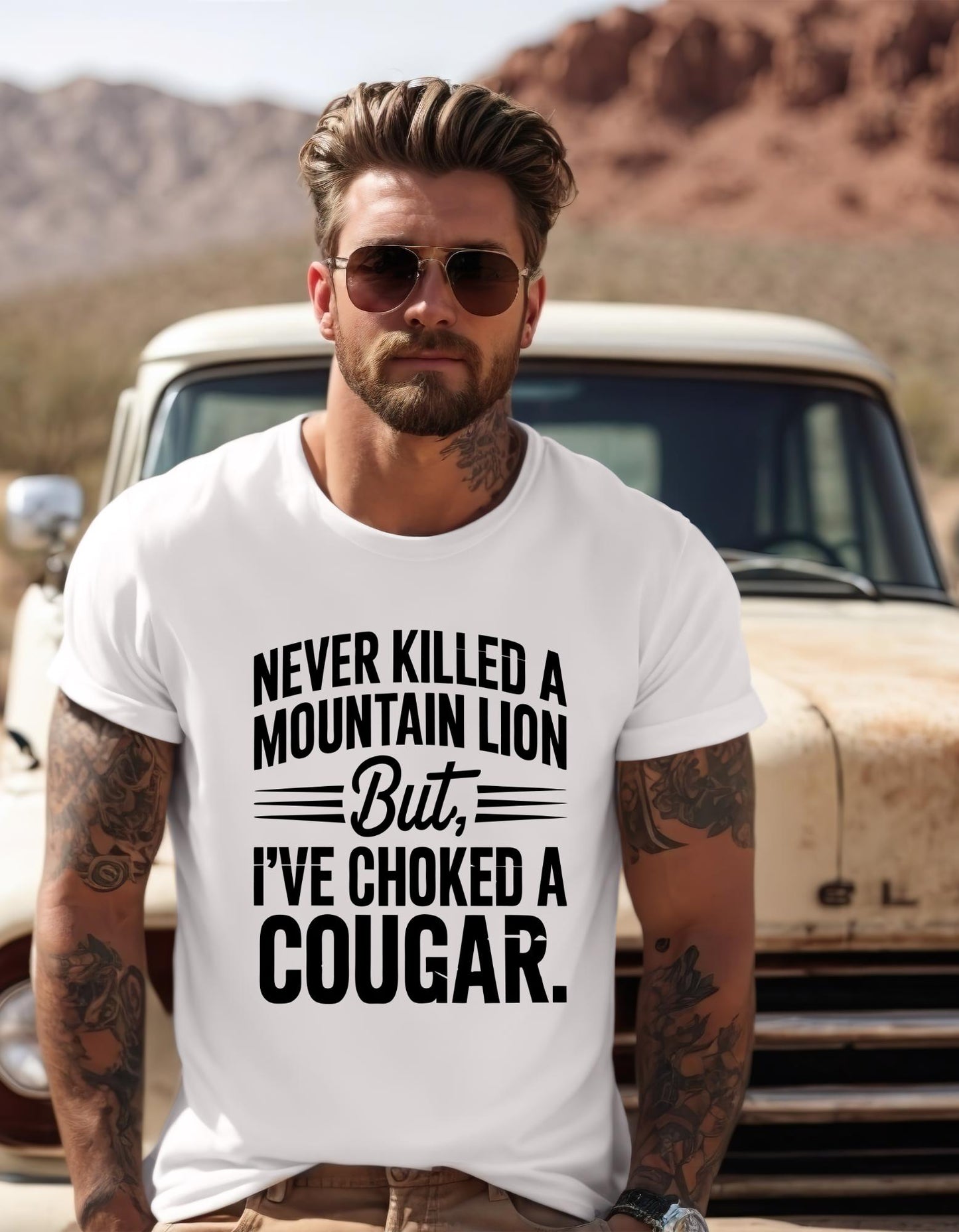 Funny Cougar Graphic Tee: Novelty Adult Gift