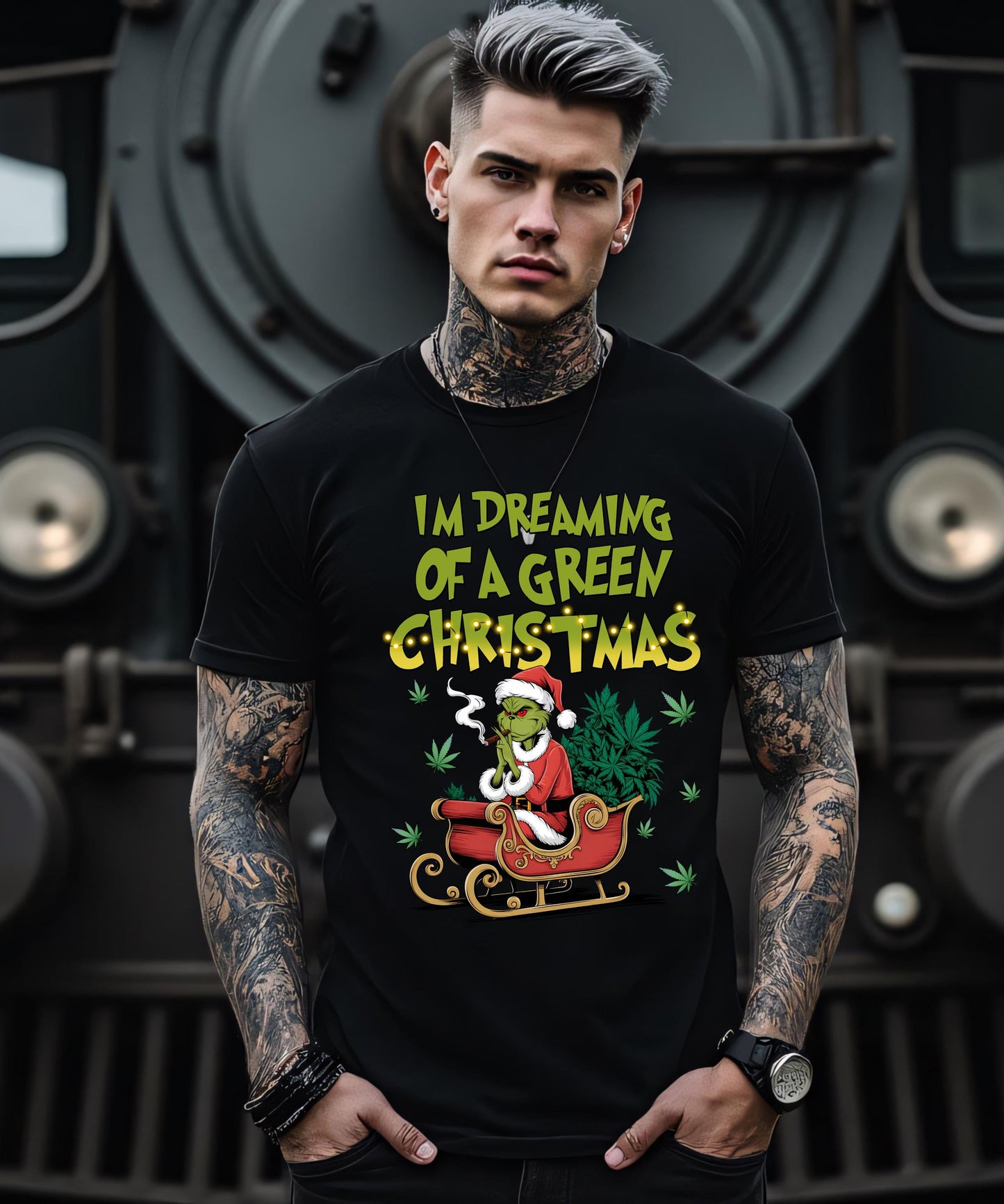 I'm Dreaming of a Green Christmas Apparel Collection T-Shirt| Crew Neck Sweater|Hoodies. Humor and Holiday Spirit.