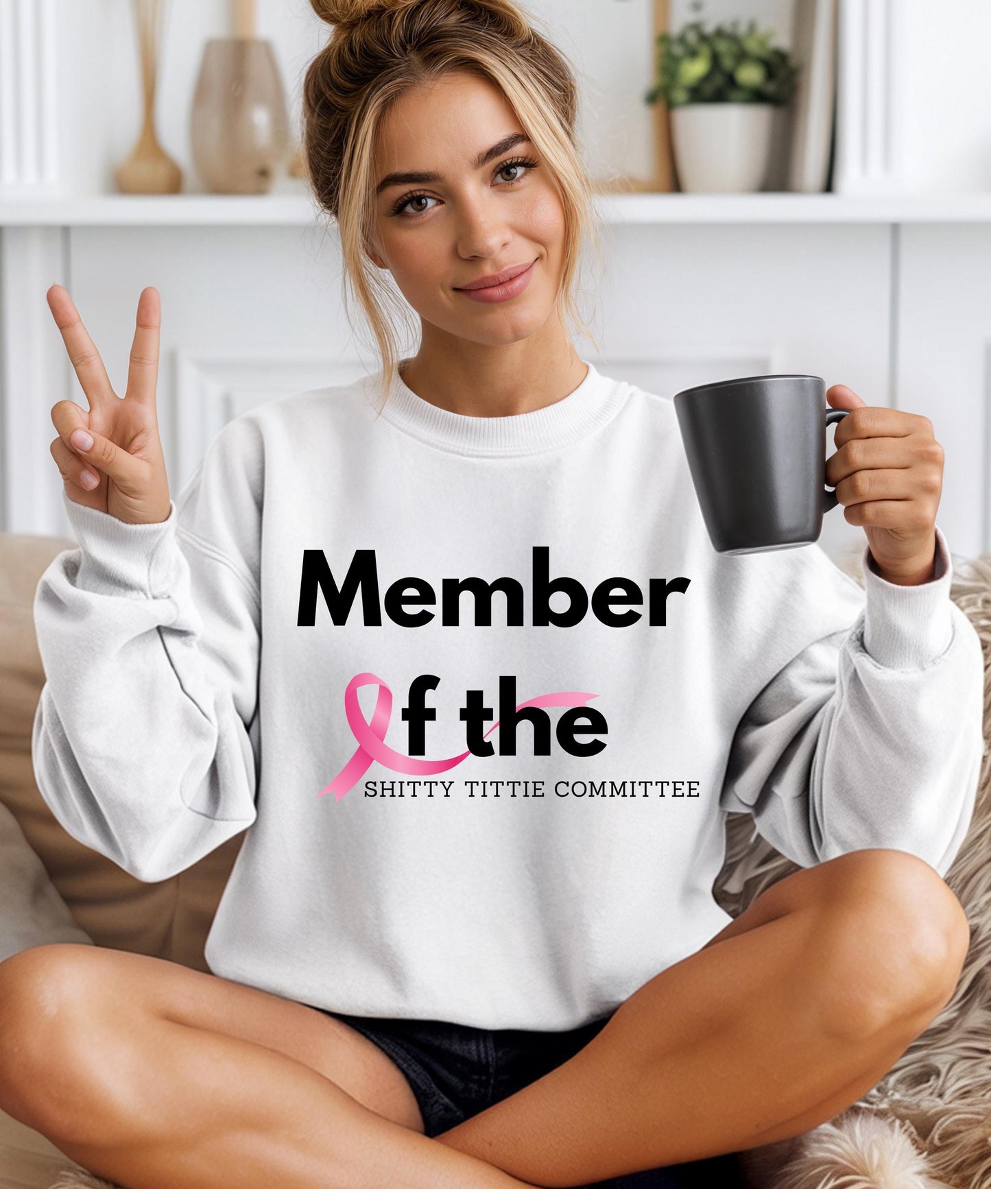 Member of the Shitty Tittie Committee|Tshirts|Crew Neck Sweater|Hoodies. Breast Cancer Awareness. Eye Catching Survivor Shirts.