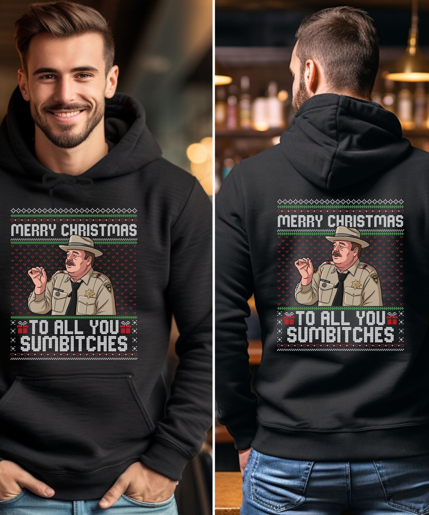 Sumbitches Shirt | Merry Christmas Sumbitches Funny Sweary Holiday T-Shirt | Edgy Ugly Sweater Party Hoodie Crewneck Gift