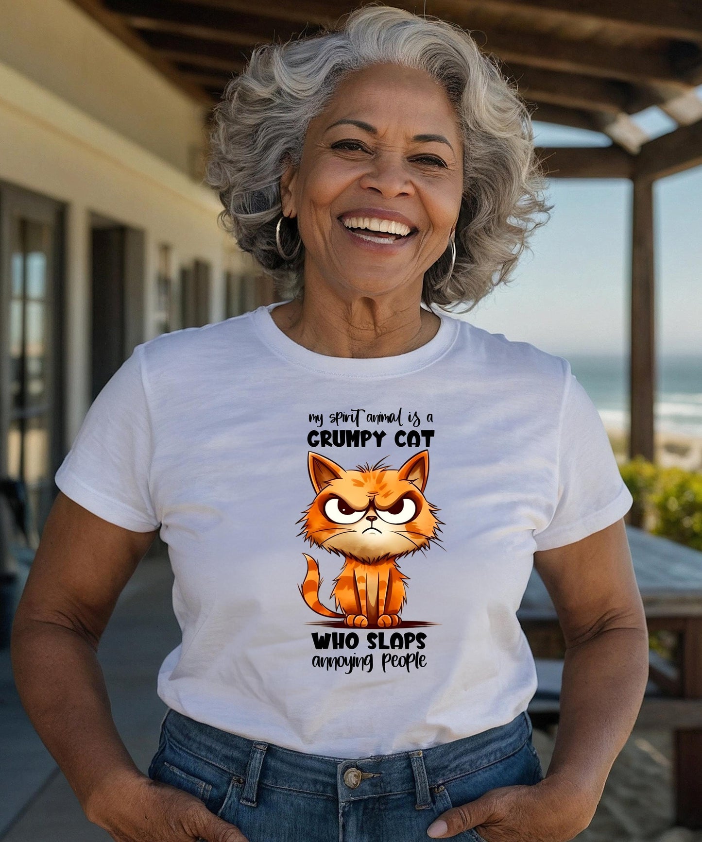 My Spirit Animal Is A Grumpy Cat Who Slaps Annoying People" - Your New Favorite Vibe | T-Shirt | Hoodie | Crewneck