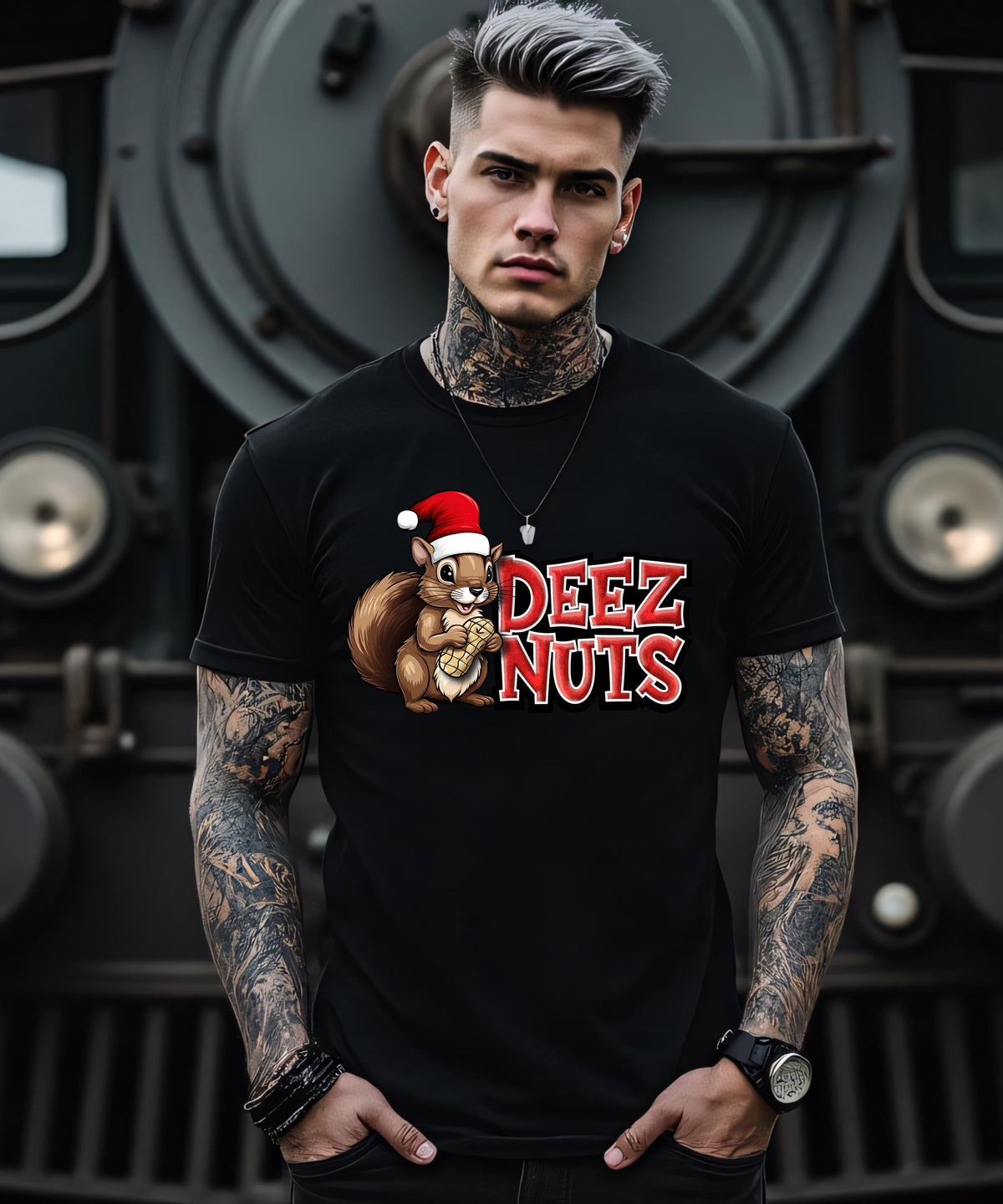 DEEZ NUTZ - The Ultimate Squirrel-Approved, Holiday-Adjacent Gag Apparel | Funny Christmas T-Shirt | Hoodie | Crewneck