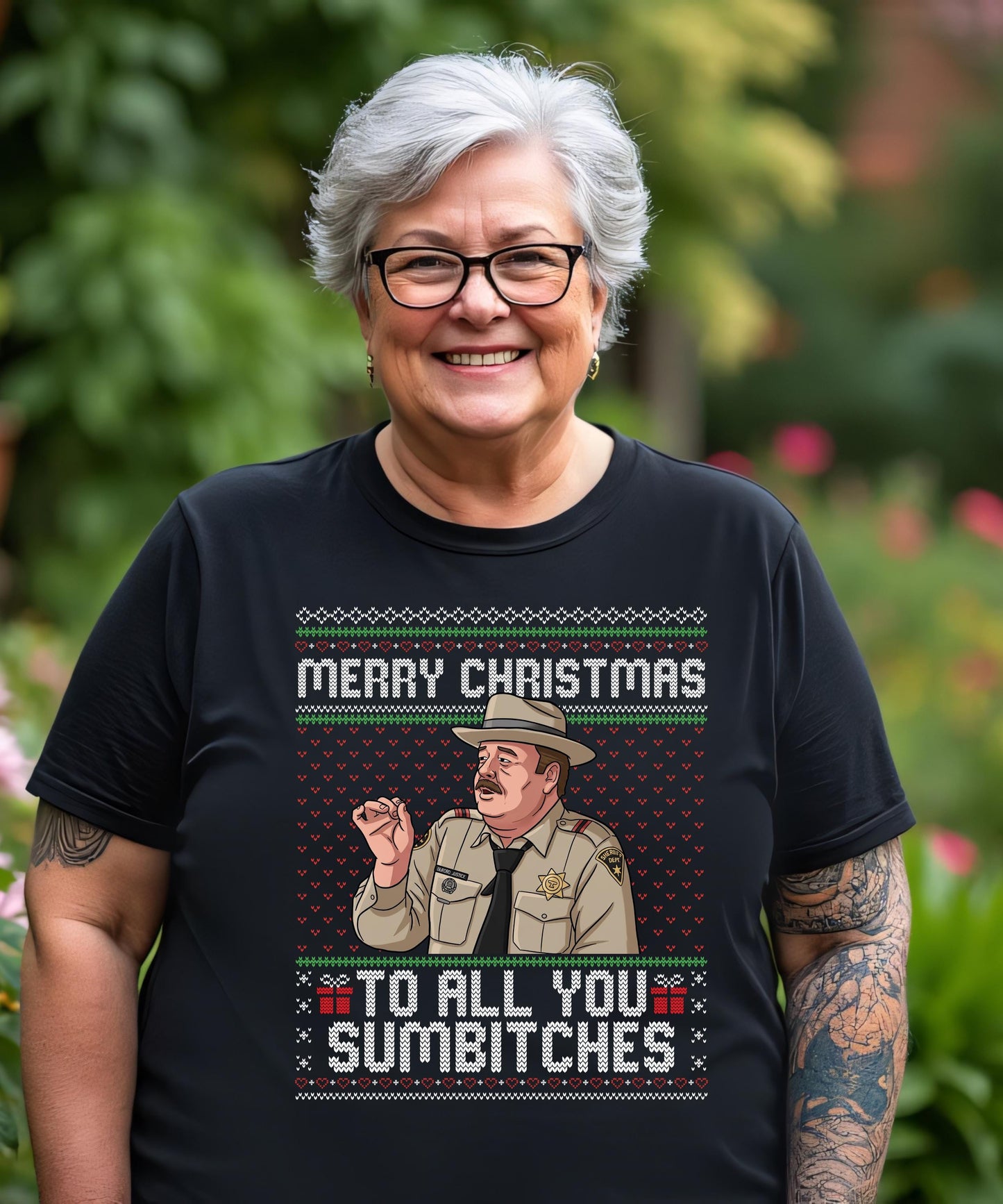 Sumbitches Shirt | Merry Christmas Sumbitches Funny Sweary Holiday T-Shirt | Edgy Ugly Sweater Party Hoodie Crewneck Gift