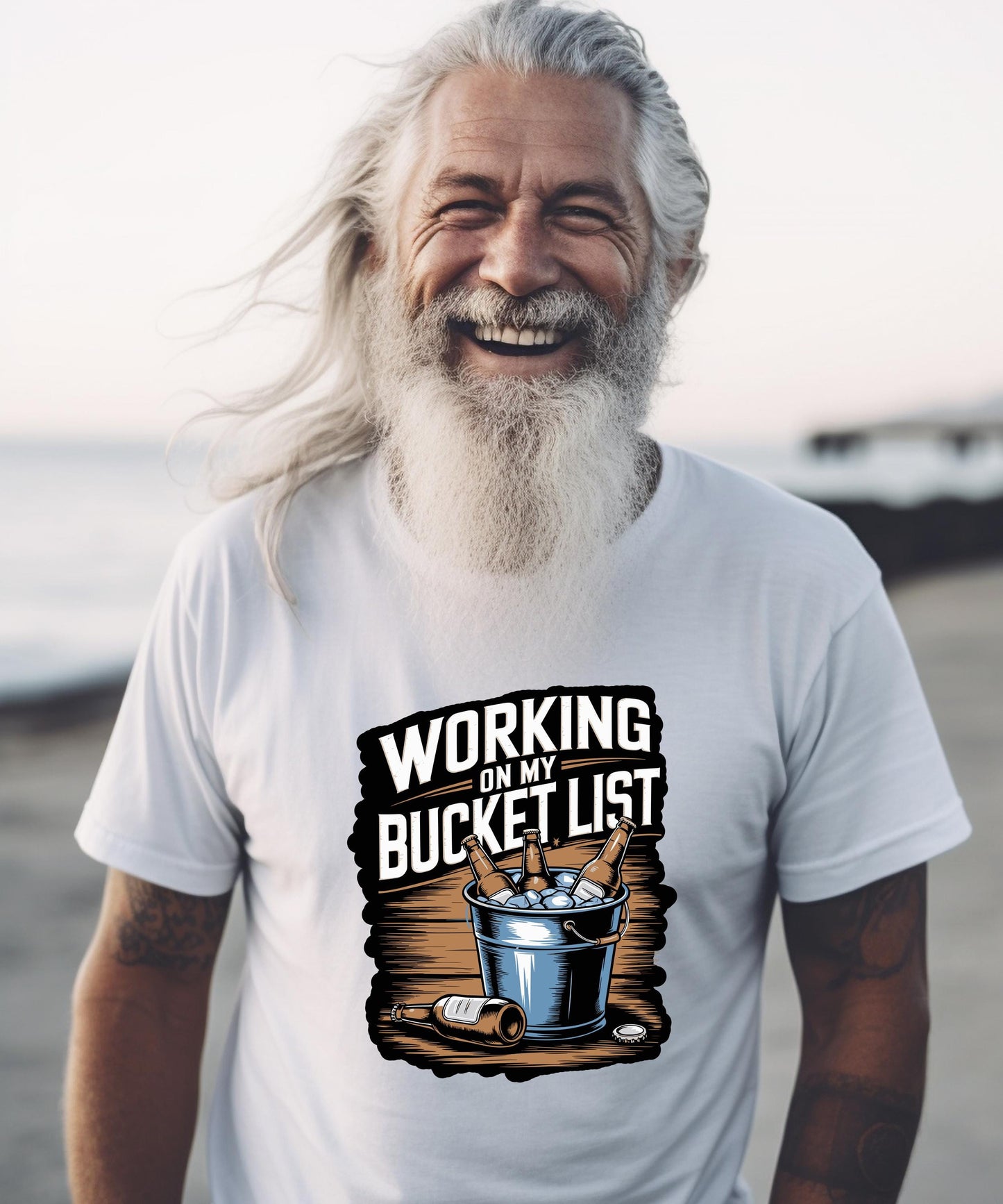 Working On My Bucket List Beer Funny Drinking T-Shirt Hoodie Crewneck | Tailgate BBQ Gift