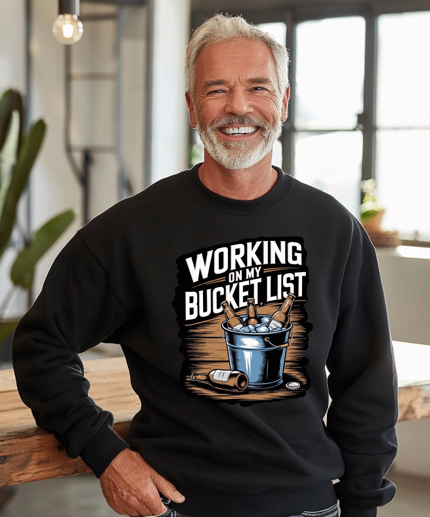 Working On My Bucket List Beer Funny Drinking T-Shirt Hoodie Crewneck | Tailgate BBQ Gift