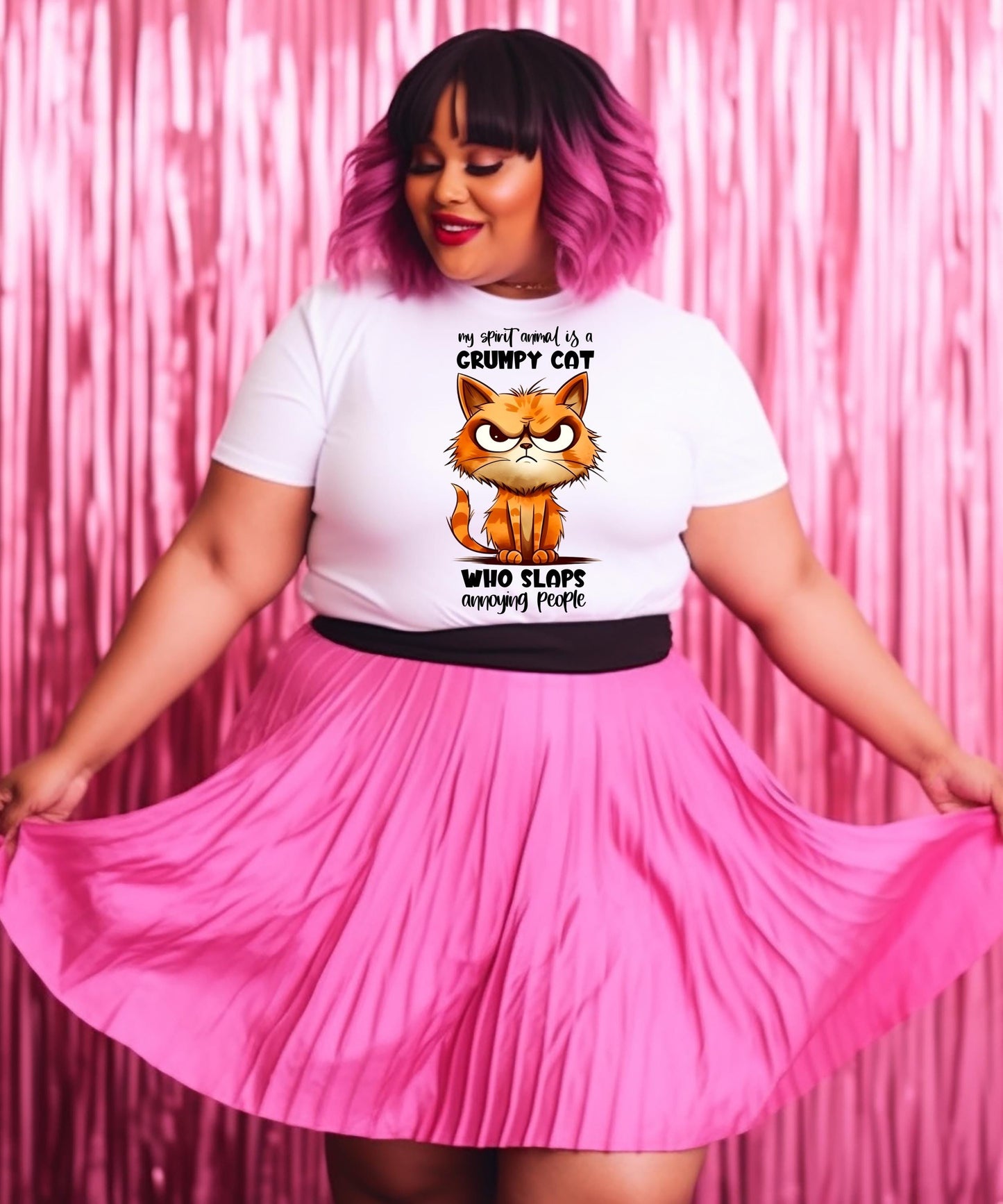 My Spirit Animal Is A Grumpy Cat Who Slaps Annoying People" - Your New Favorite Vibe | T-Shirt | Hoodie | Crewneck