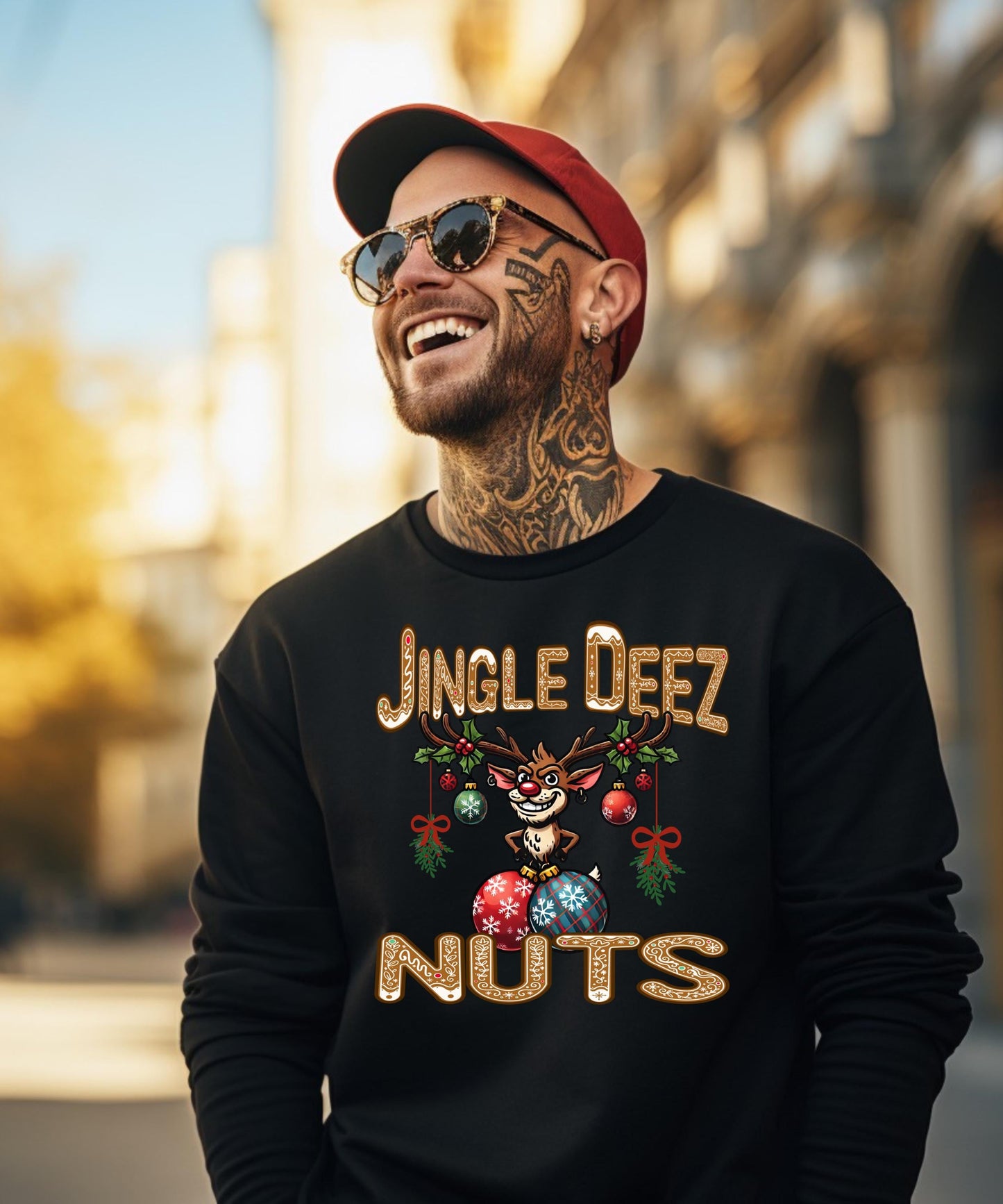 Jingle Deez Nutz!" - The Ultimate NSFW Holiday Cheer Apparel! | Funny Christmas T-Shirt | Hoodie | Crewneck