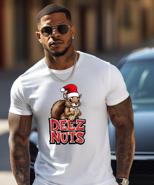 DEEZ NUTZ - The Ultimate Squirrel-Approved, Holiday-Adjacent Gag Apparel | Funny Christmas T-Shirt | Hoodie | Crewneck
