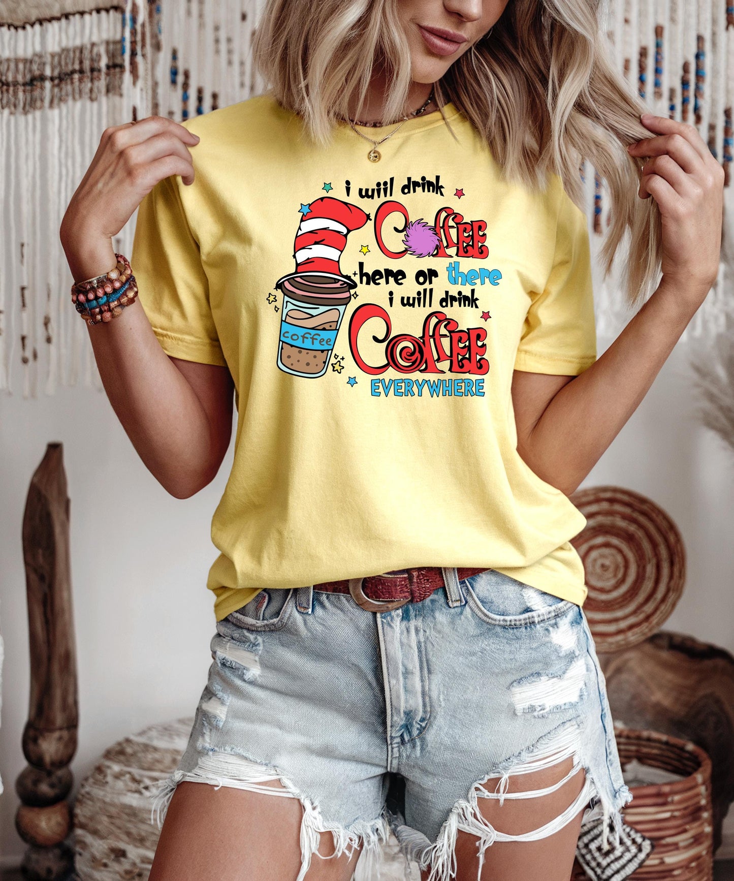 I Will Drink Coffee Here Or There Shirt | Crewneck| Hoodie, Funny Coffee Lover Gift, Teacher Appreciation, Reading Week, Caffeine Addict