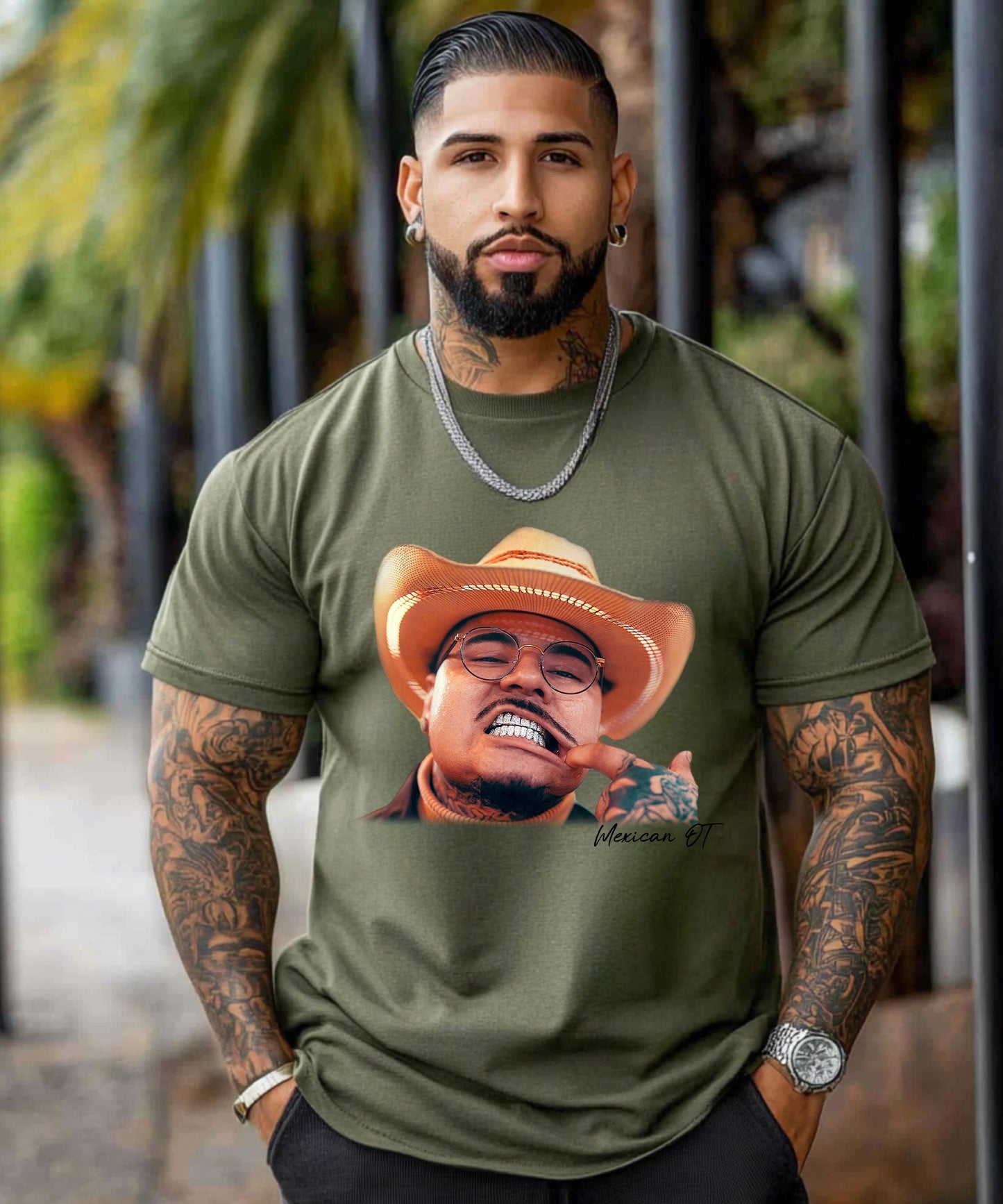 Mexican OT Inspired Shirt | Texas Rap Graphic Tee | Cowboy with Grill | Houston Streetwear | Hip Hop Concert Outfit | Light Color Apparel