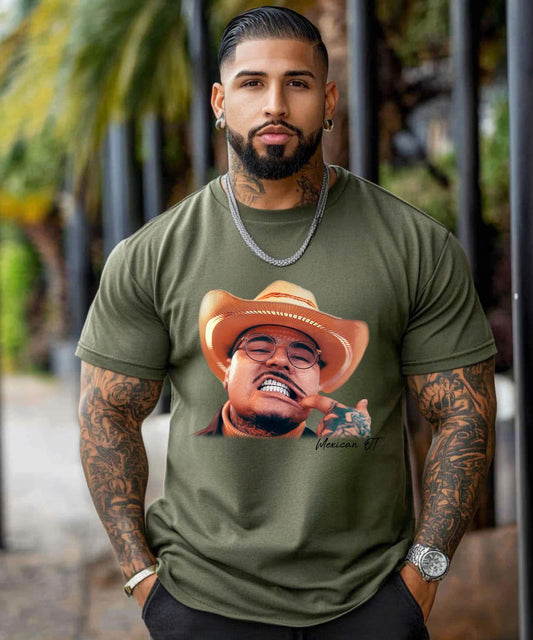 Mexican OT Inspired Shirt | Texas Rap Graphic Tee | Cowboy with Grill | Houston Streetwear | Hip Hop Concert Outfit | Light Color Apparel