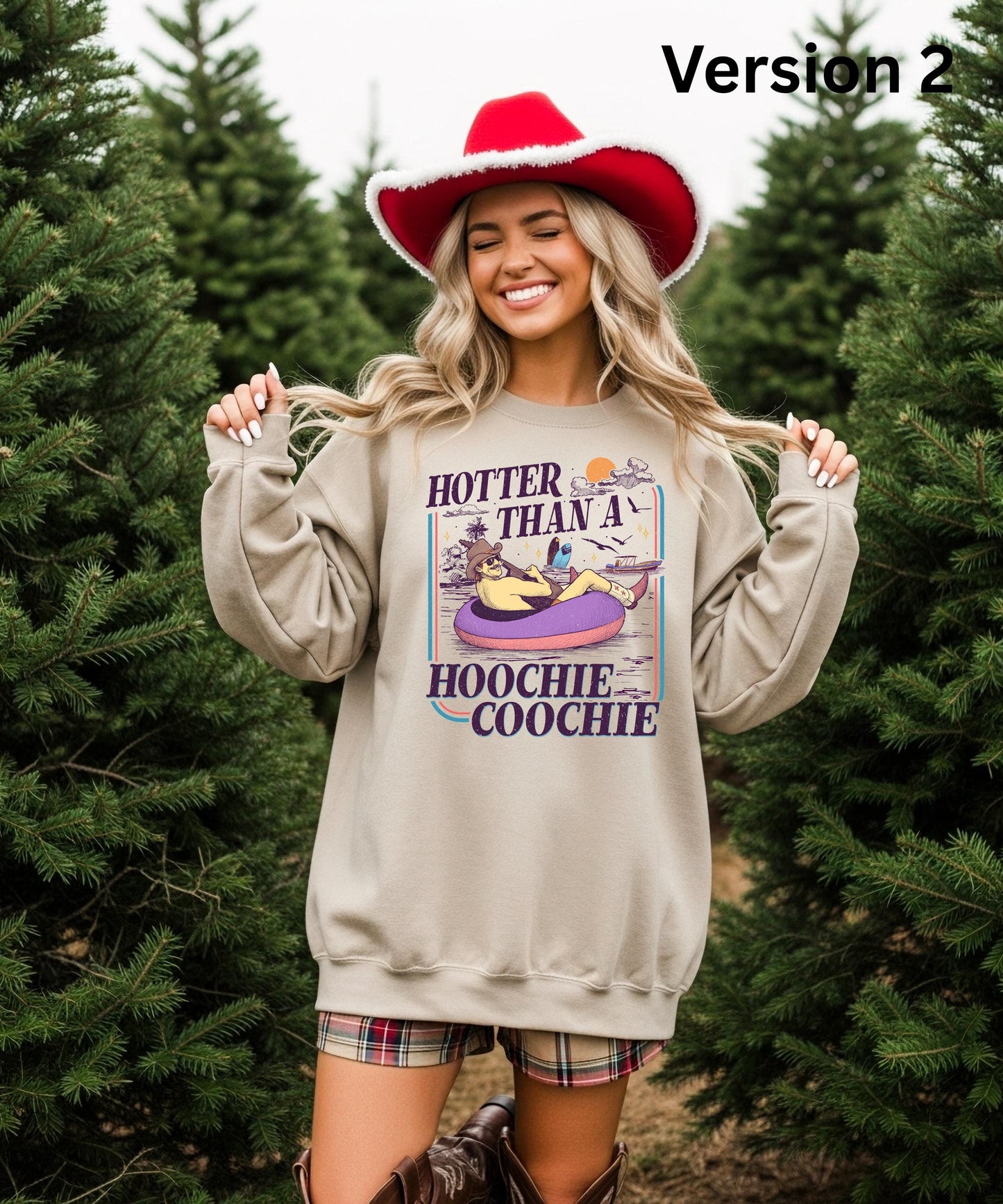 Hotter Than A Hoochie Coochie Shirt | Funny Cowboy Hoodie| Retro Western Graphic Tee | Country Music Humor Sweatshirt | Summer Lake Life Top