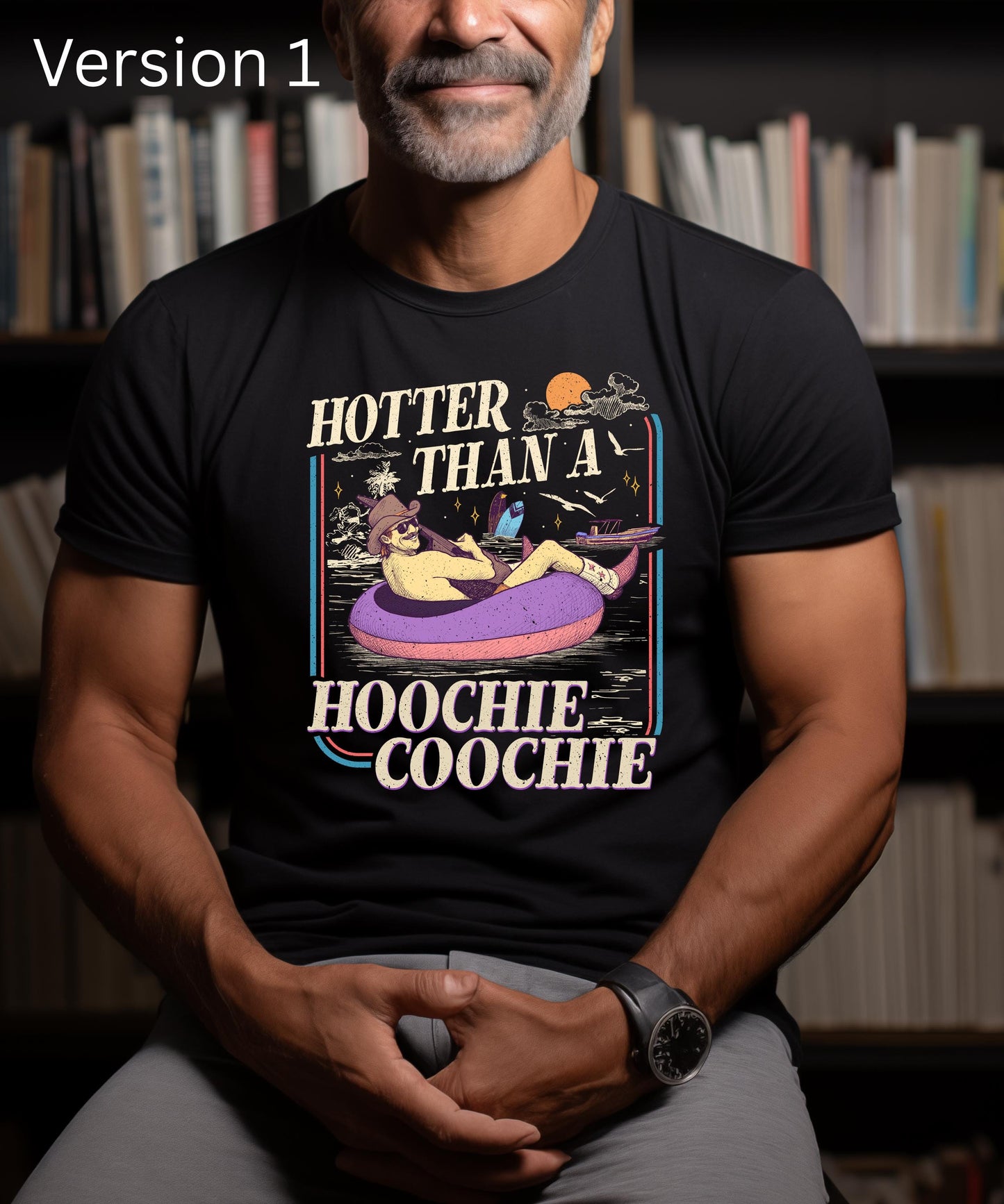 Hotter Than A Hoochie Coochie Shirt | Funny Cowboy Hoodie| Retro Western Graphic Tee | Country Music Humor Sweatshirt | Summer Lake Life Top