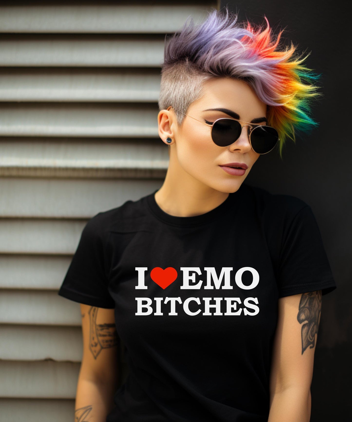 I Love Emo Bitches | Funny Sarcastic Hoodie | Emo Night Graphic Tee | Edgy Streetwear | Alt Rock Music Sweatshirt | Unisex Baddie Aesthetic