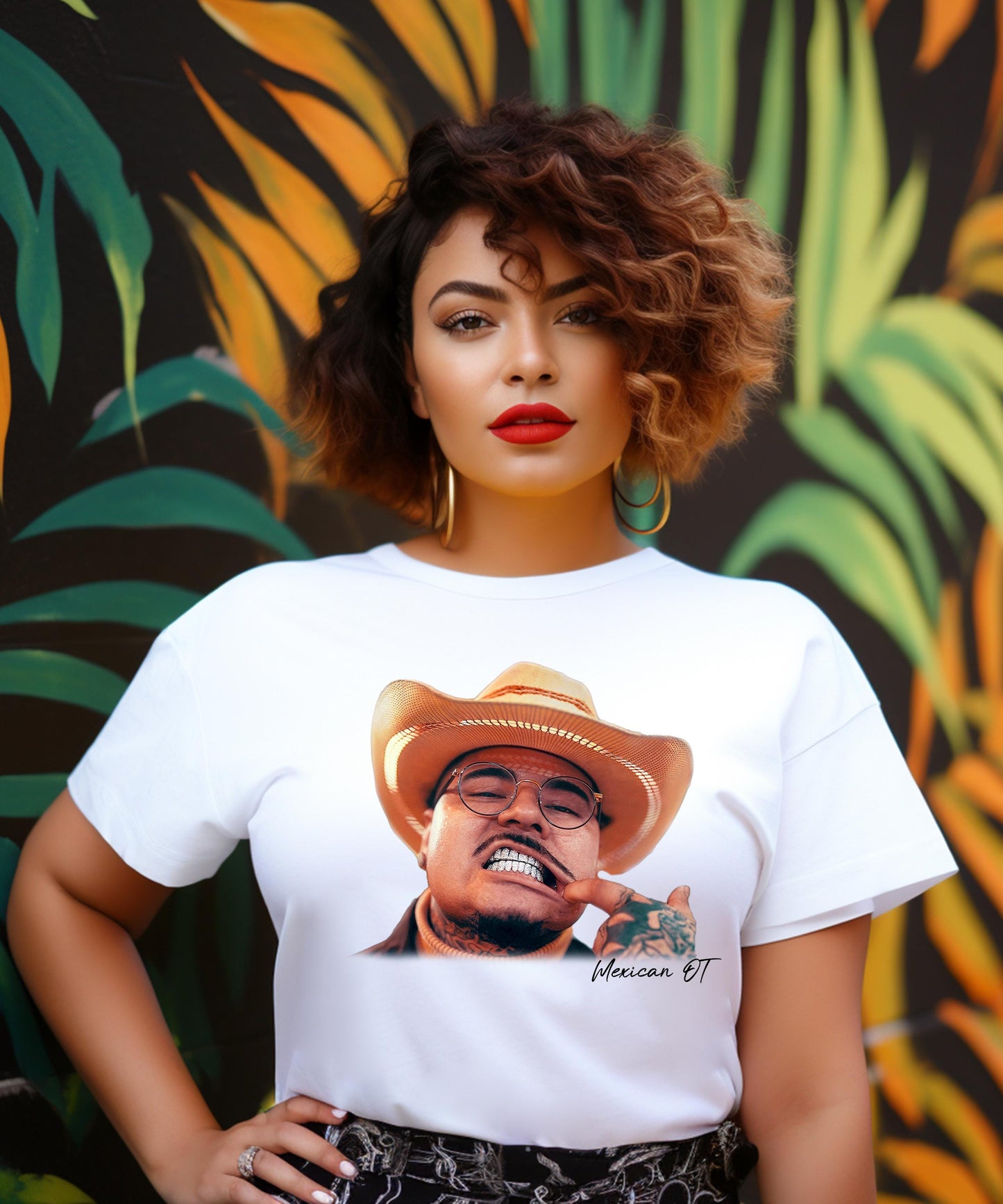 Mexican OT Inspired Shirt | Texas Rap Graphic Tee | Cowboy with Grill | Houston Streetwear | Hip Hop Concert Outfit | Light Color Apparel