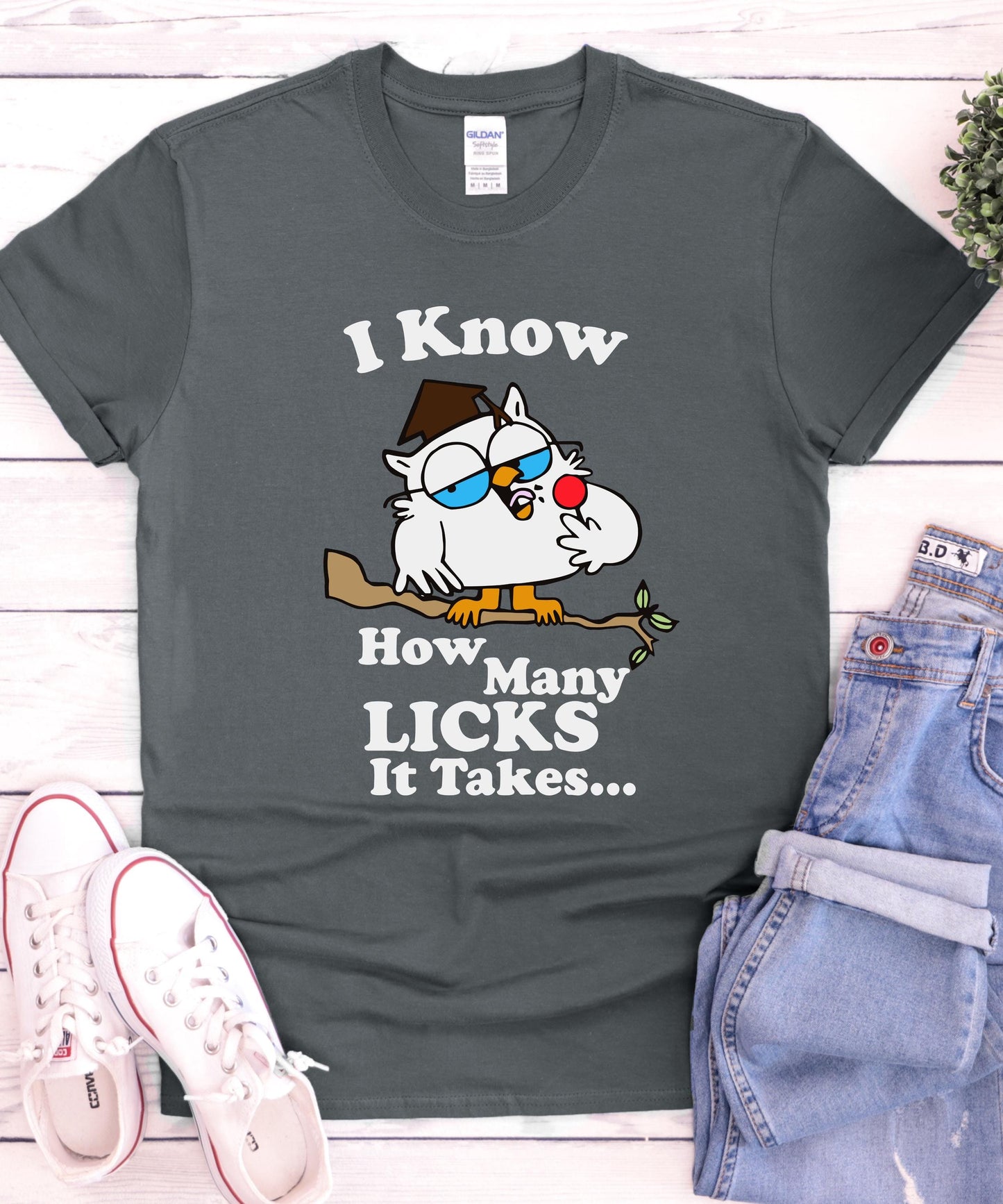 I Know How Many Licks Shirt | Retro Mr Owl | Funny Nostalgia Graphic Tee | 90s Commercial Parody | Vintage Candy Gift | Unisex Apparel