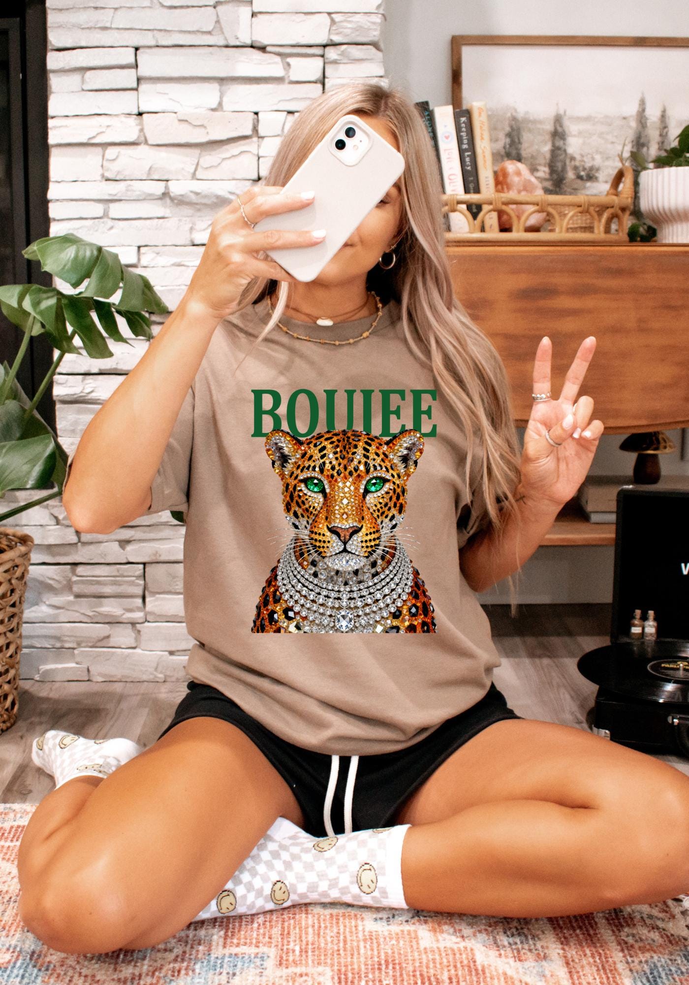 Jeweled Leopard Boujee Shirt, Glam Animal Print Graphic Tee, Sparkly Big Cat Hoodie, Fierce Cheetah Crew Neck Sweater, Adult & Youth Sizes