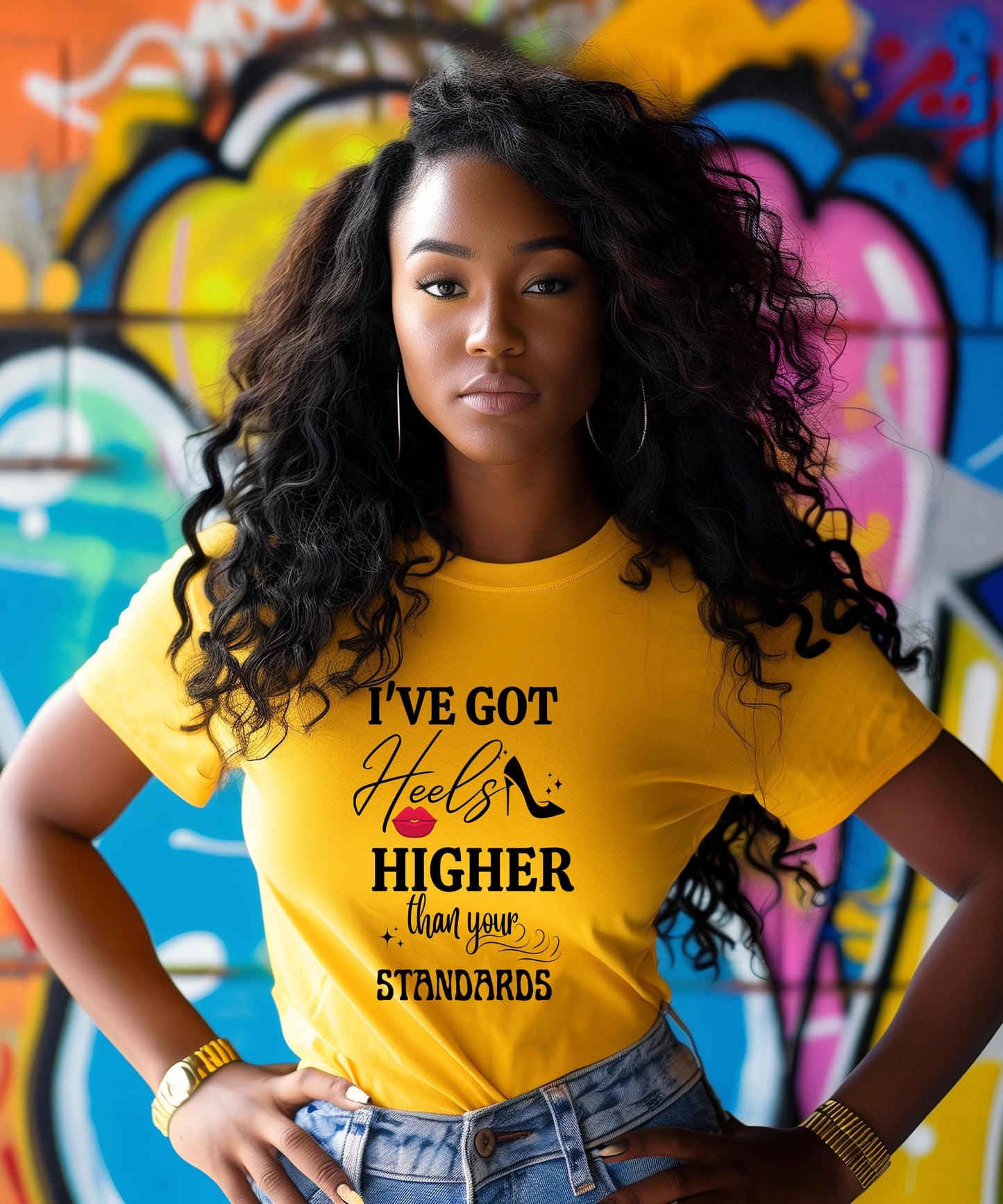 Heels Higher Than Standards Graphic Sweater - Women's Fashion