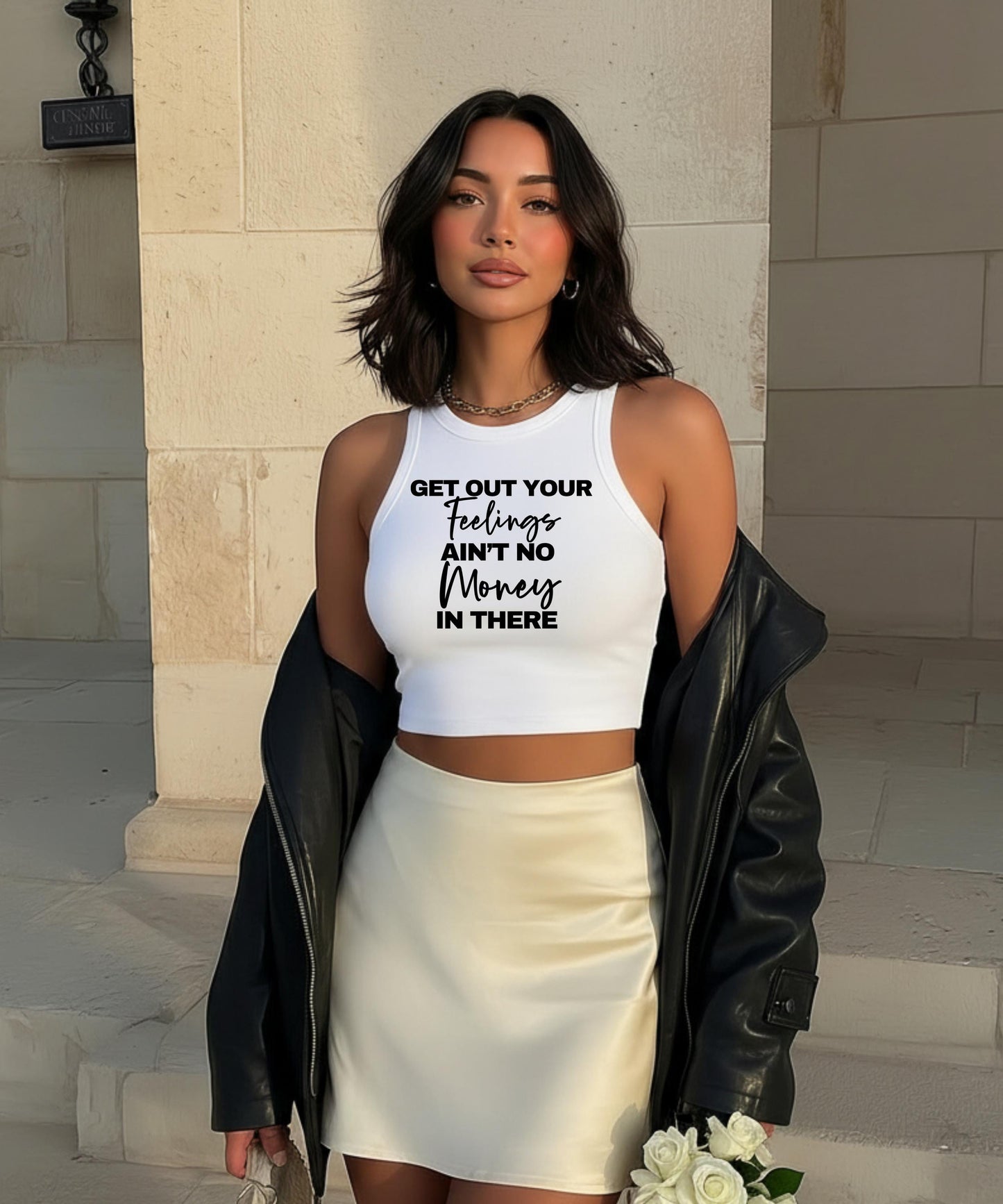 Get Out Your Feelings Crop Top, Hustle Money Motivation Shirt, Women's Entrepreneur Tank Top, Sassy Quote Crop Tee, Boss Babe Streetwear