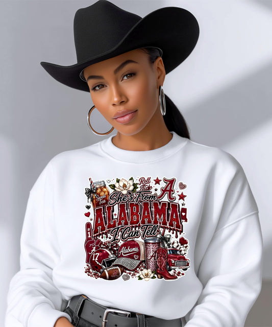 She's From Alabama I Can Tell Shirt, Southern Girl Football Tee, Roll Tide Game Day Sweatshirt, Country Aesthetic Hoodie, Bama Girl Hoodie