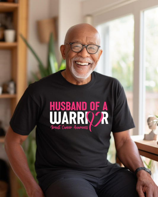 Husband Of A Warrior Breast Cancer Awareness Shirt, Pink Ribbon Support Tees, Fighter Husband Gifts, Survivor Squad Hoodie, Sweatshirts