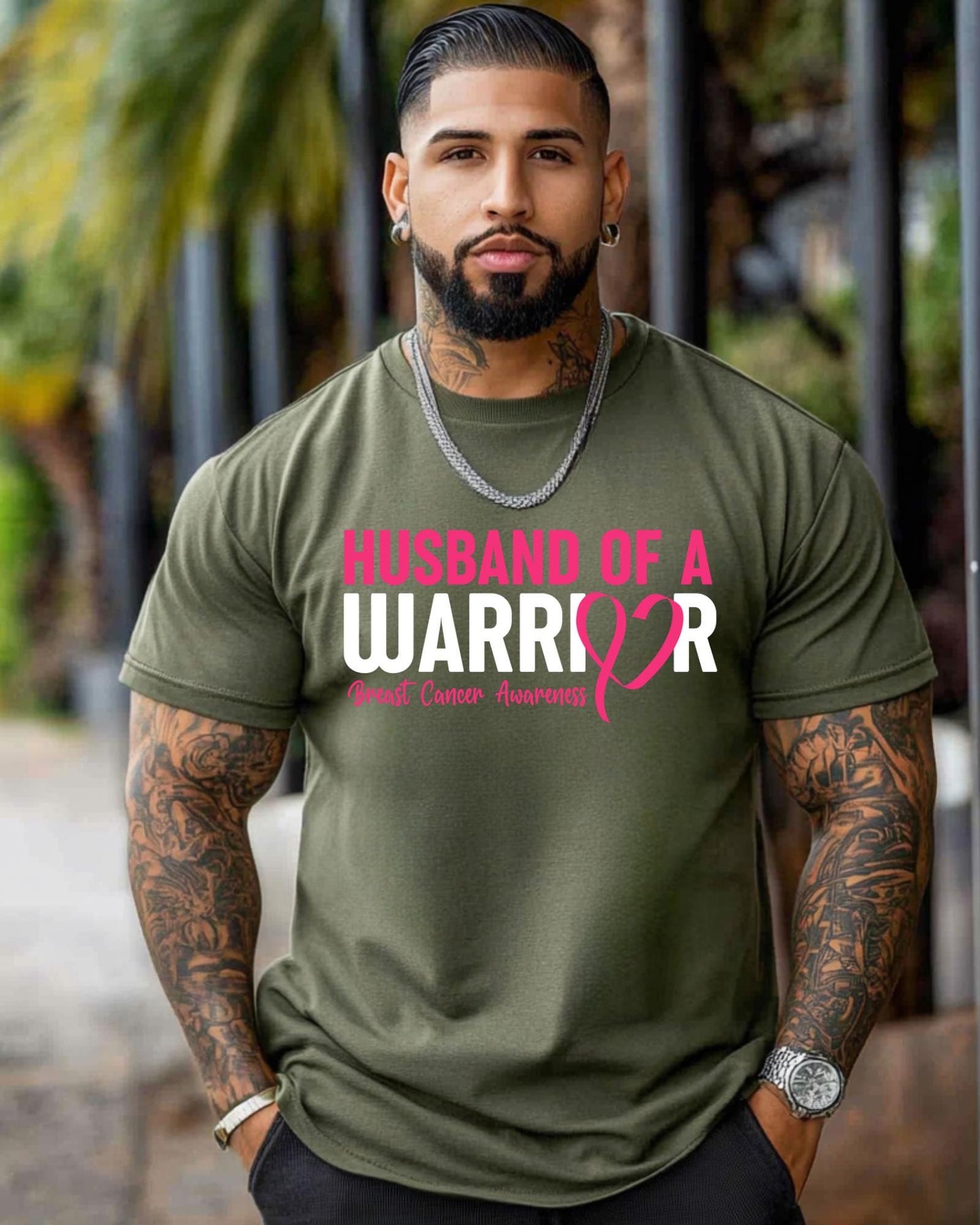 Husband Of A Warrior Breast Cancer Awareness Shirt, Pink Ribbon Support Tees, Fighter Husband Gifts, Survivor Squad Hoodie, Sweatshirts