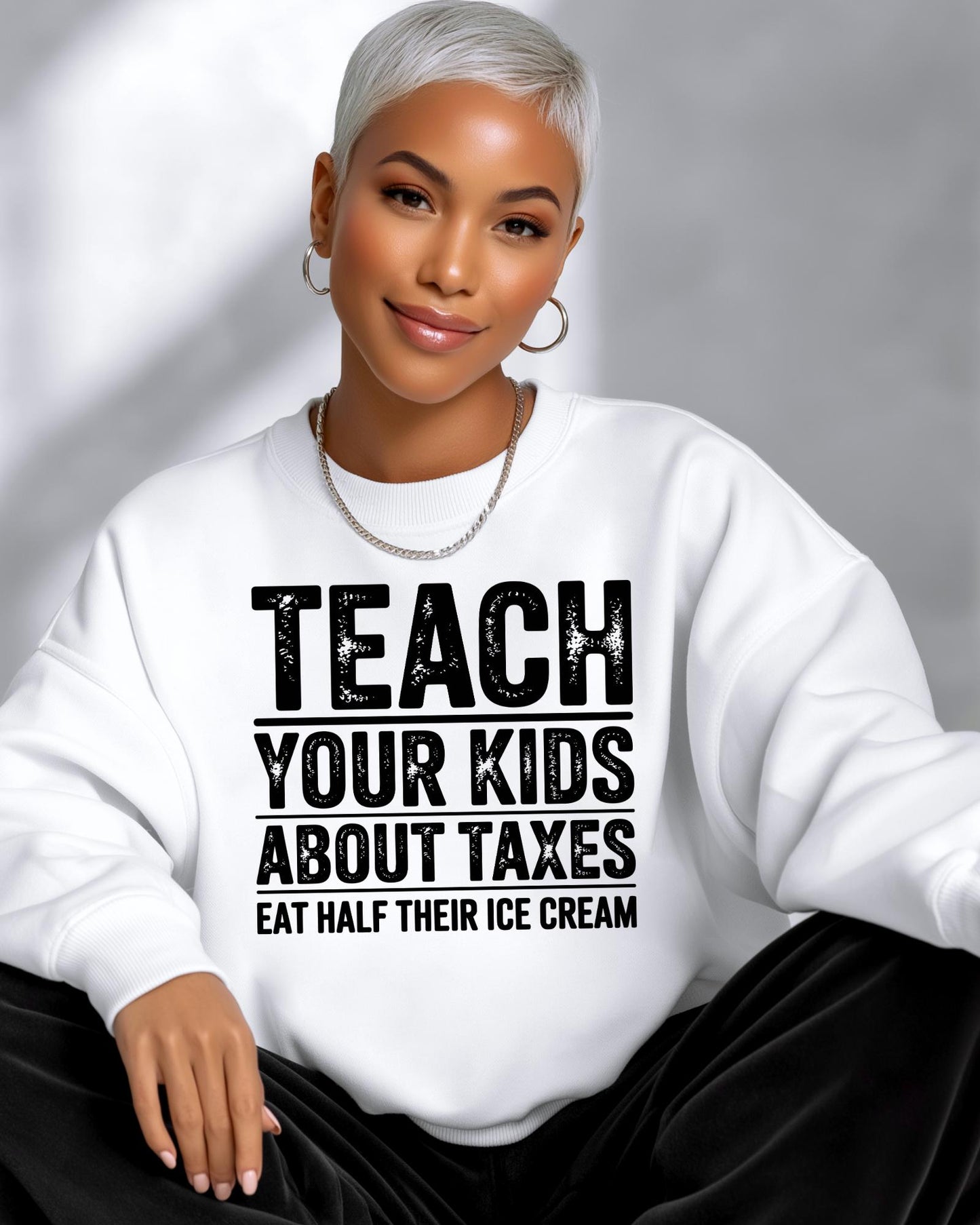 Teach Your Kids About Taxes Eat Half Their Ice Cream Shirt, Funny Parent Joke Tee, Sarcastic CPA Accountant Gift Humor Hoodie Crewneck Tops