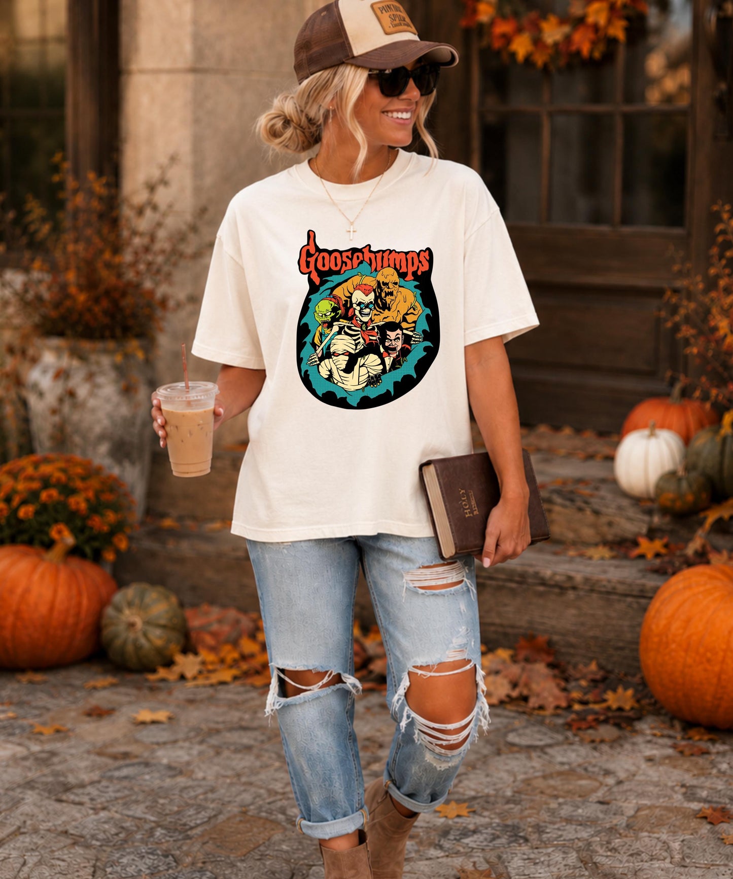 Retro Goosebumps Shirt 90s Nostalgia Halloween Graphic Tee, Slappy The Dummy Horror Book Apparel, Spooky Season Crewneck Sweatshirt Hoodies