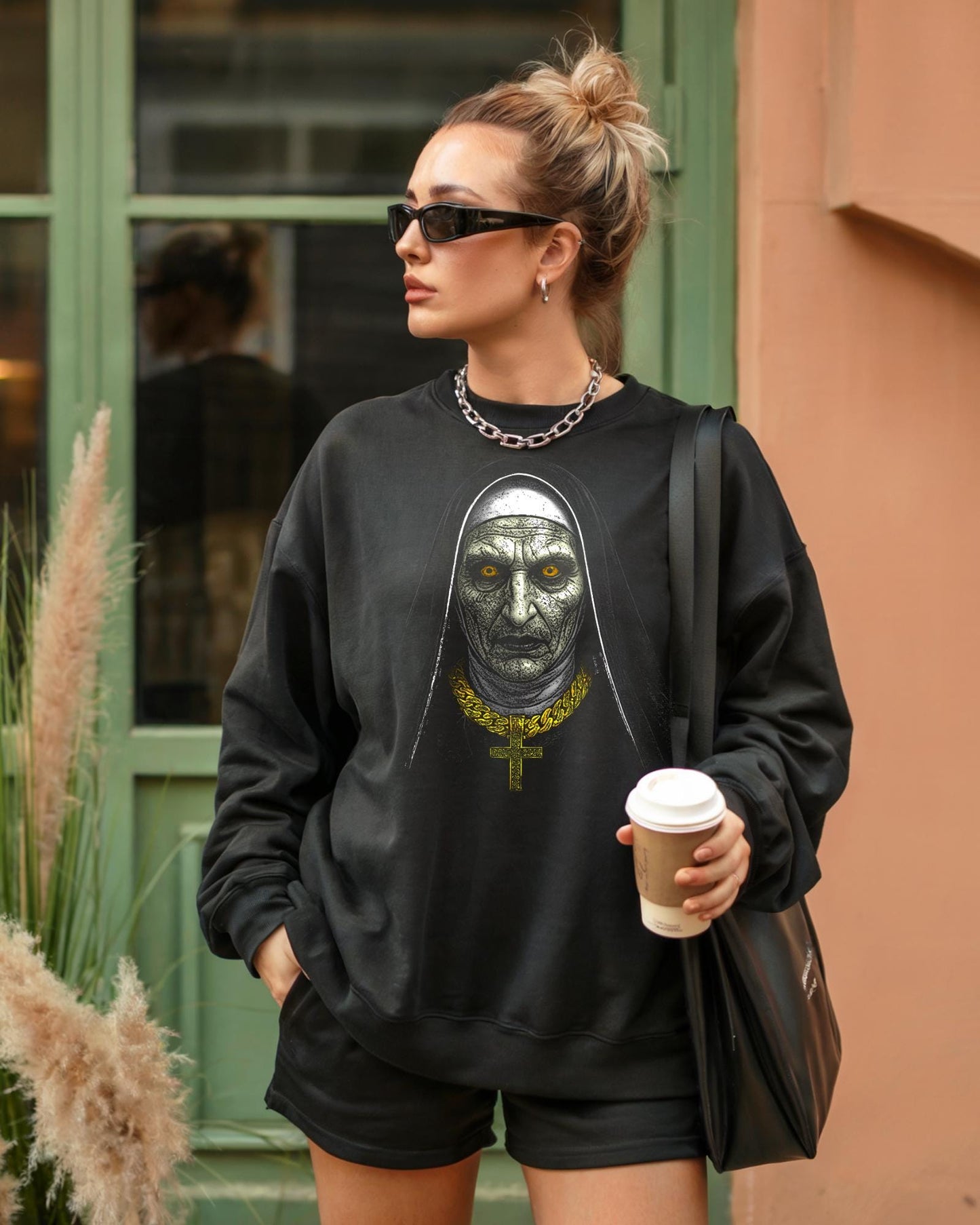 Horror Movie Shirt, The Nun Inspired Graphic Tee, Hip Hop Halloween Top, Scary Goth Hoodie, Youth Adult  Halloween Crewneck Sweaters