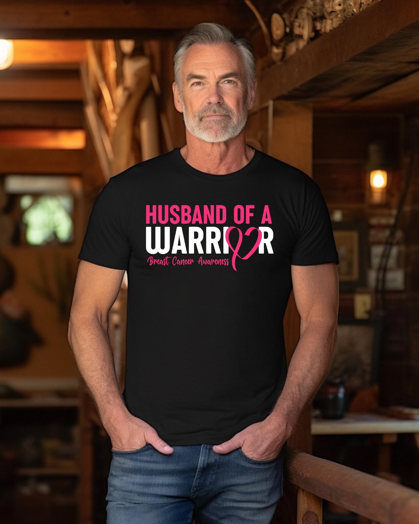 Husband Of A Warrior Breast Cancer Awareness Shirt, Pink Ribbon Support Tees, Fighter Husband Gifts, Survivor Squad Hoodie, Sweatshirts