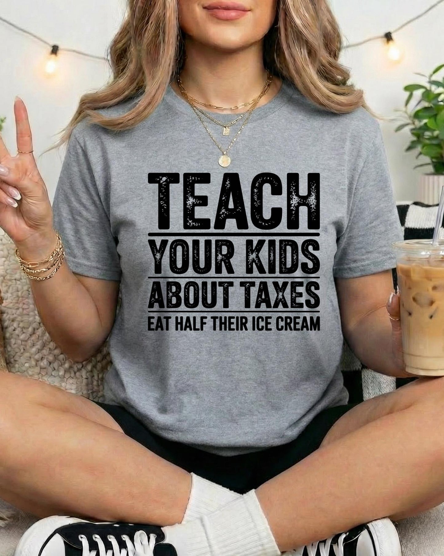 Teach Your Kids About Taxes Eat Half Their Ice Cream Shirt, Funny Parent Joke Tee, Sarcastic CPA Accountant Gift Humor Hoodie Crewneck Tops
