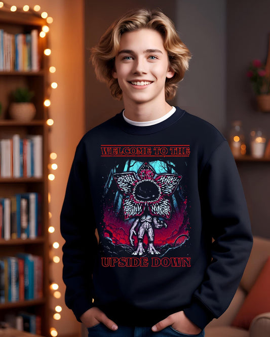 Welcome To The Upside Down Shirt, Demogorgon Monster Graphic Tee, Retro 80s Sci Fi Horror Hoodie, Vintage TV Show Crewneck, Adult Youth Tops