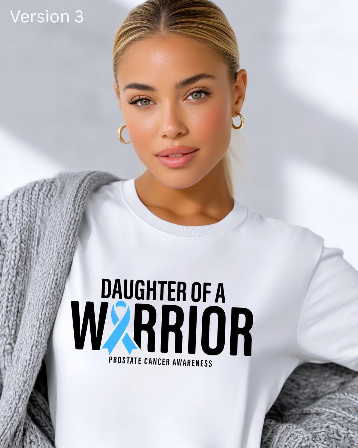 Daughter of a Warrior Shirt, Prostate Cancer Awareness T-Shirt, Light Blue Ribbon Tee, Dad Cancer Support Hoodie, Family Fight Sweatshirt