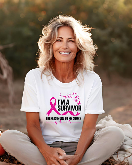 Breast Cancer Survivor Shirt, I'm a Survivor There Is More to My Story Tee, Pink Ribbon Butterfly Shirt, Cancer Awareness Sweatshirt