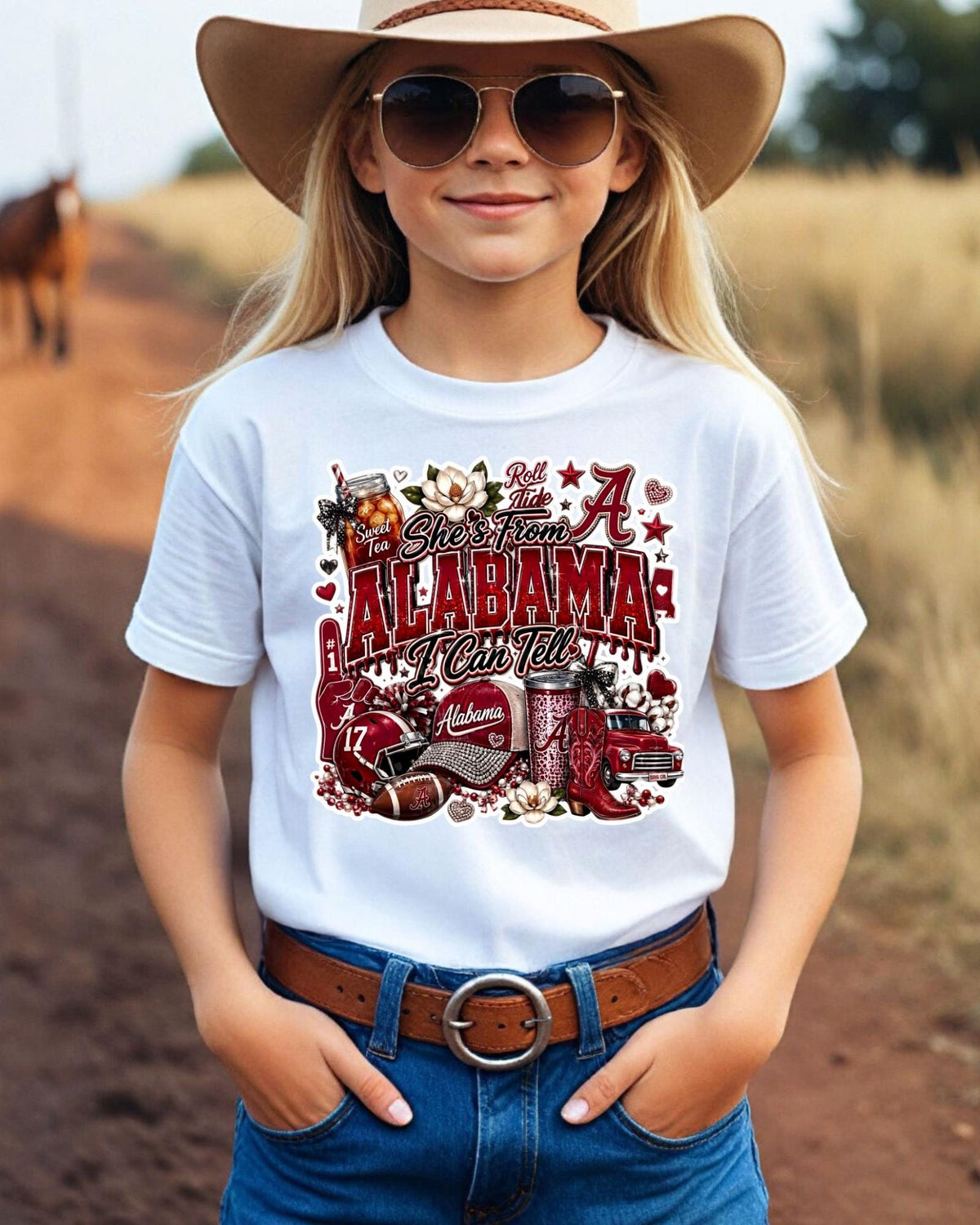 Shes From Alabama I Can Tell Shirt, Southern Girl Football Tee, Roll Tide Game Day Sweatshirt, Country Aesthetic Hoodie, Bama Girl Hoodie 2