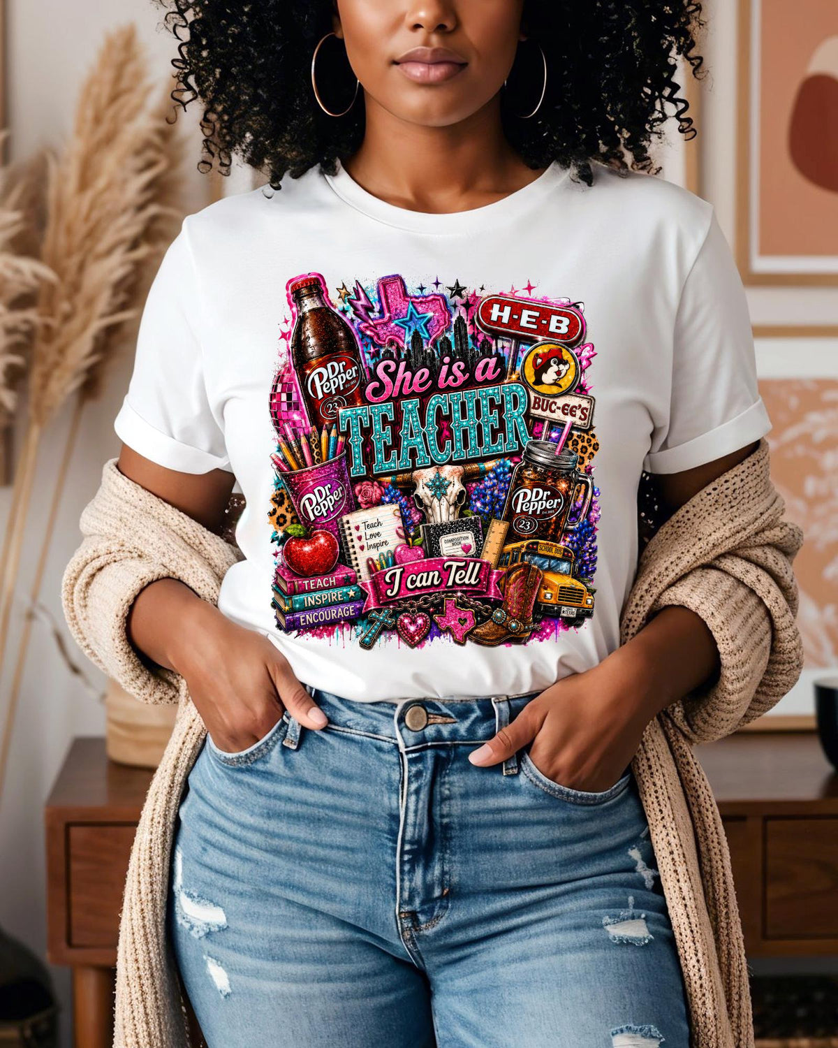 Texas Teacher Shirt Buc-ees HEB Dr Pepper Southern Educator Tee Funny School Apparel Youth Adult Crewneck Sweater Hoodie Teacher Gift Top!