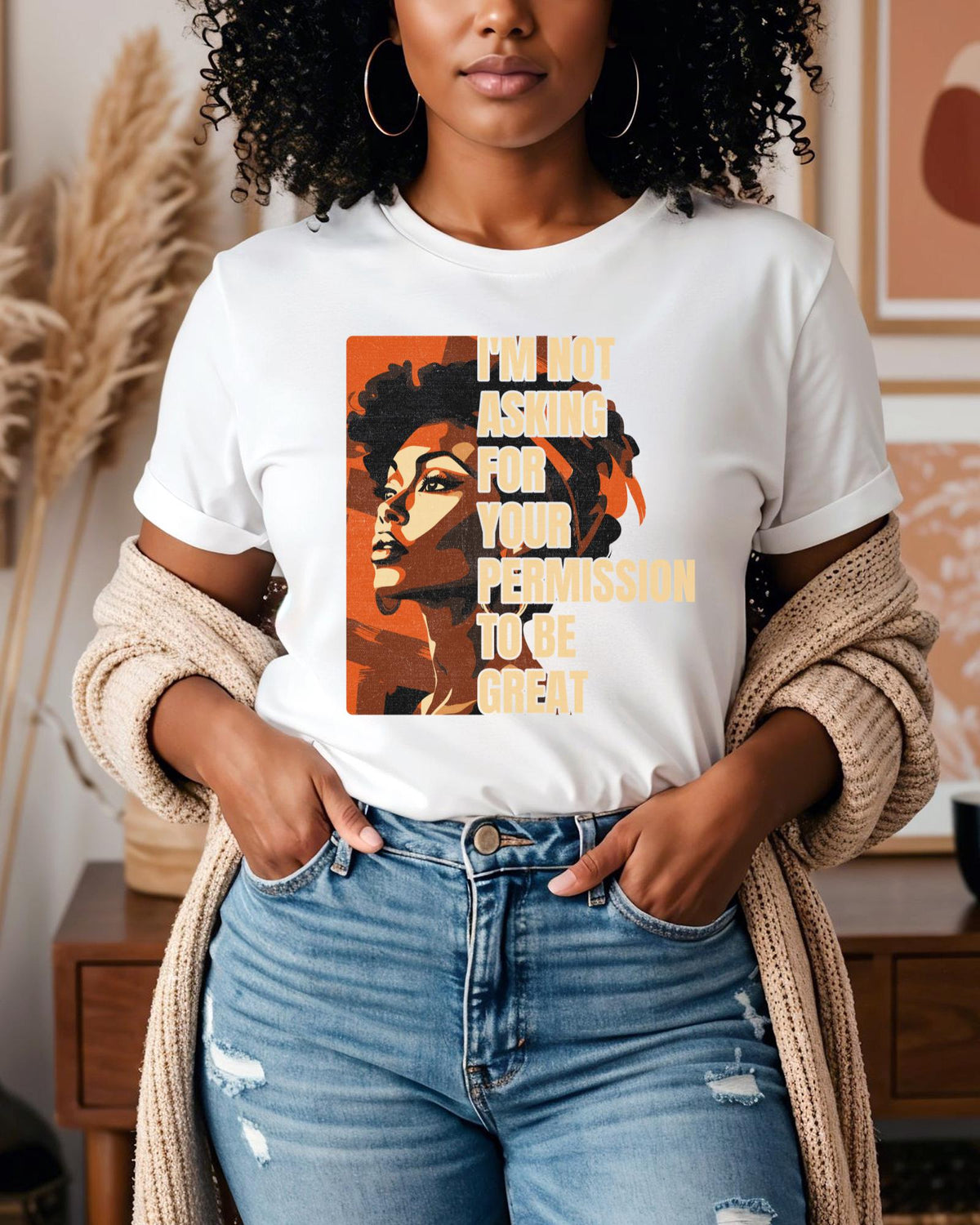 Black Girl Magic Shirt Im Not Asking For Permission To Be Great Tee Empowering Women Graphic Hoodie Melanin Top Youth Adult Crewneck Sweater
