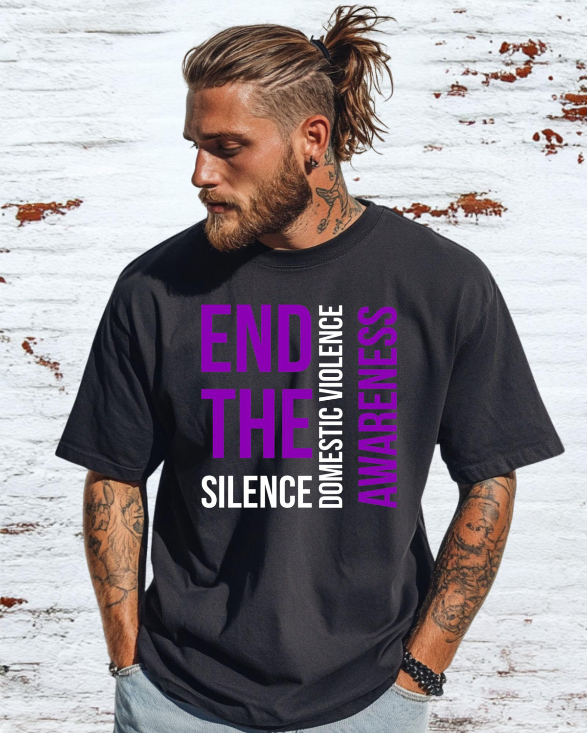 End The Silence Shirt Domestic Violence Awareness Tee Purple Ribbon Graphic Top Survivor Hoodie Youth Adult Crewneck Empowering Sweater