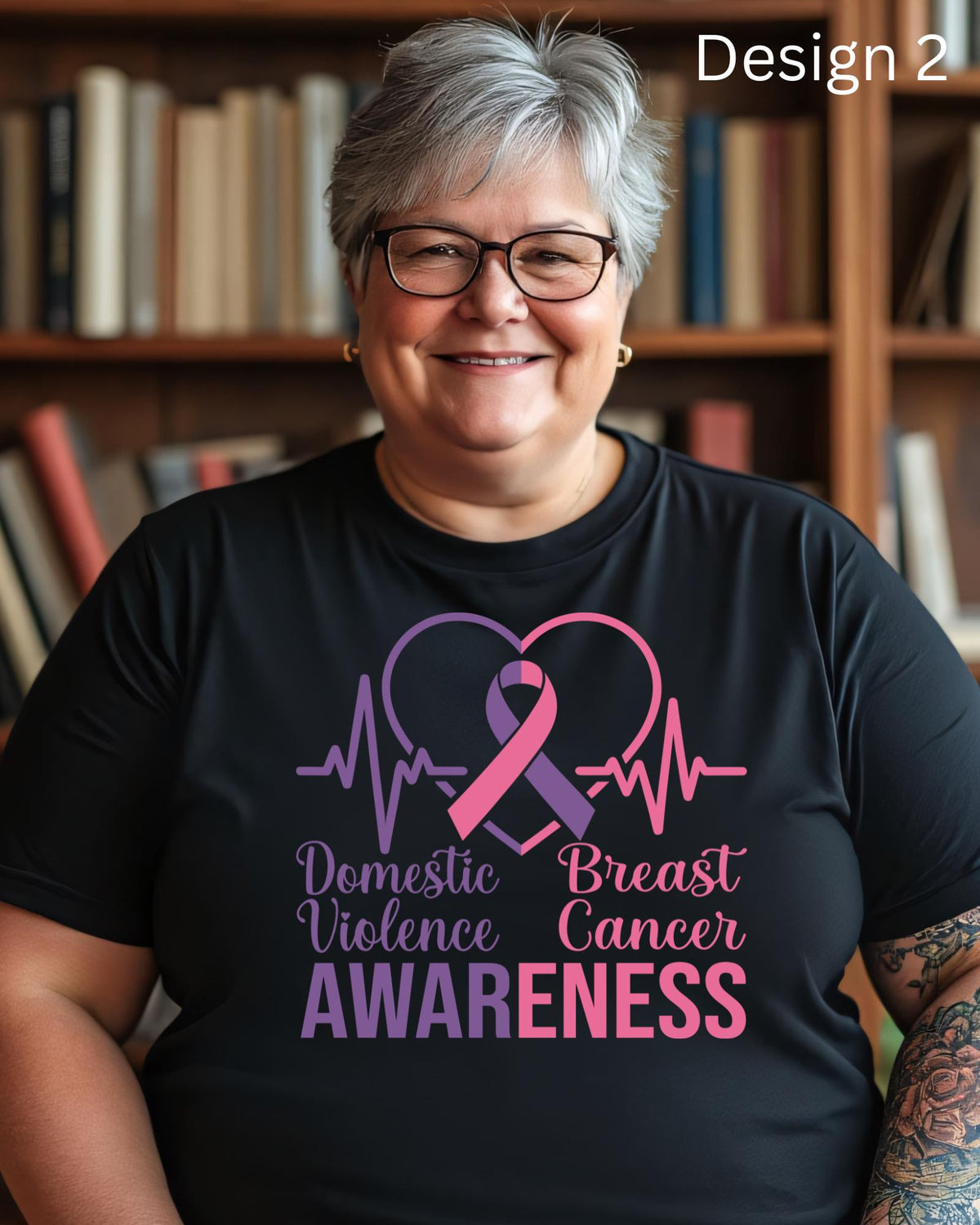 Breast Cancer Domestic Violence Awareness Shirt Pink Purple Ribbon Graphic Tee Survivor Top October Hoodie Youth Adult Crewneck Sweaters