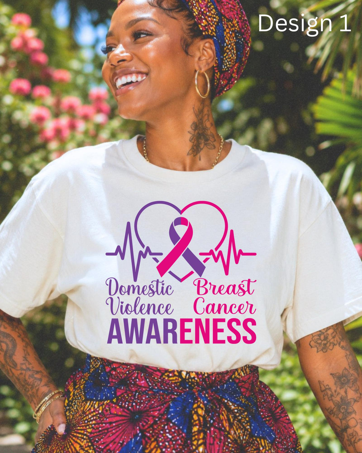 Breast Cancer Domestic Violence Awareness Shirt Pink Purple Ribbon Graphic Tee Survivor Top October Hoodie Youth Adult Crewneck Sweaters