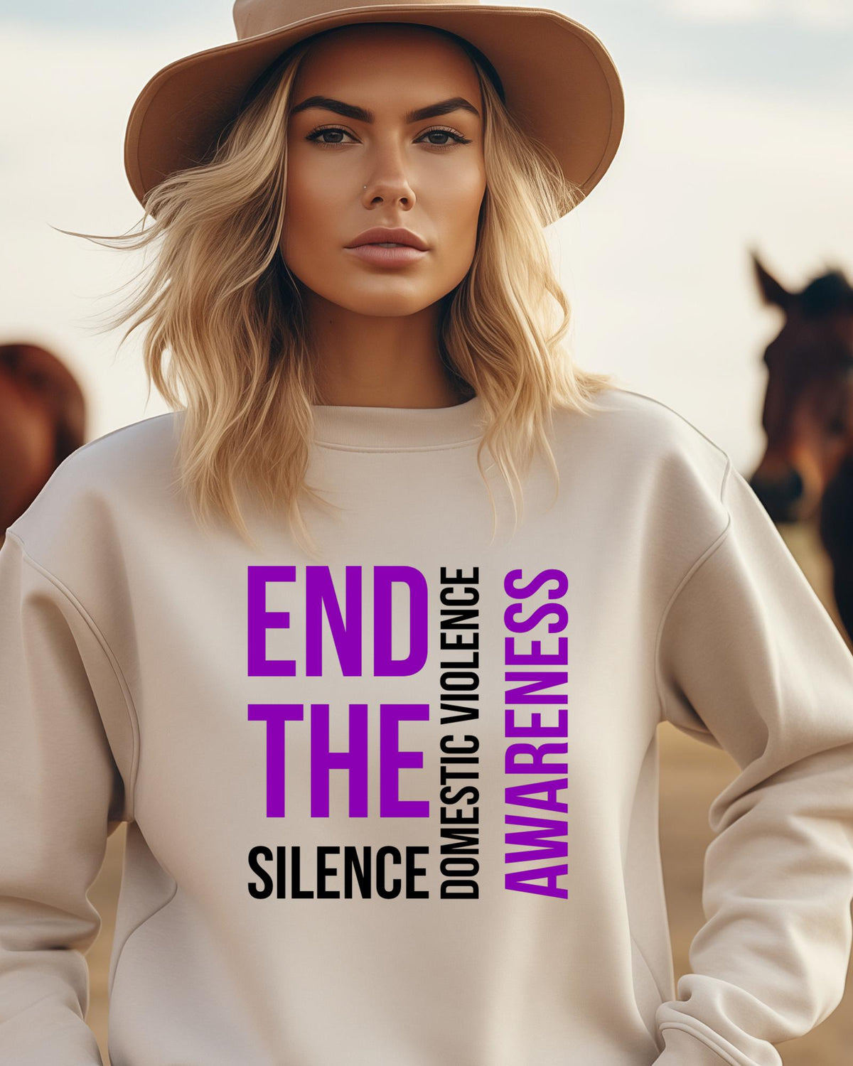 End The Silence Shirt Domestic Violence Awareness Tee Purple Ribbon Graphic Top Survivor Hoodie Youth Adult Crewneck Empowering Sweater