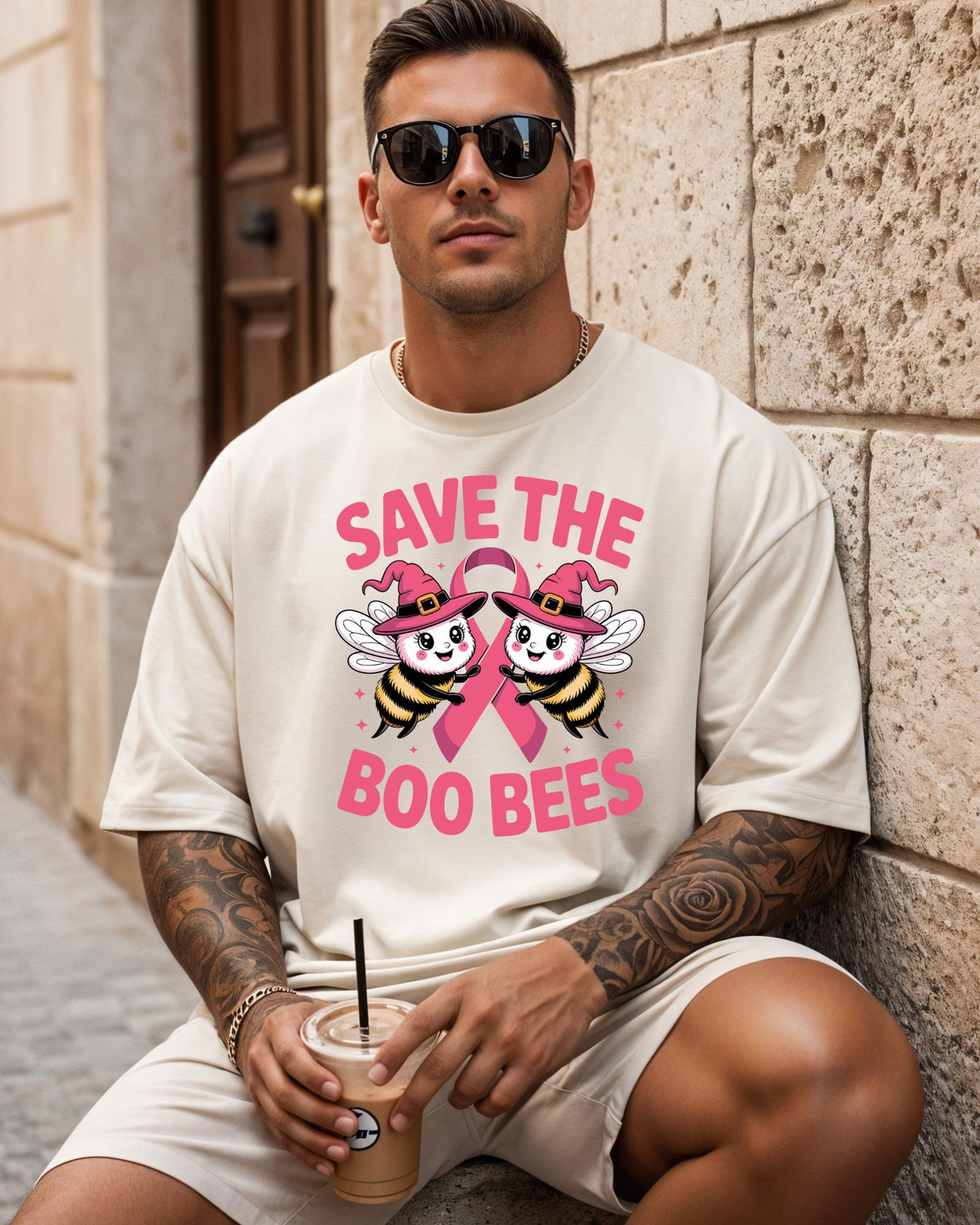 Save The Boo Bees Shirt Funny Breast Cancer Awareness Tee Pink Ribbon Halloween Top Womens Crewneck Sweater Adult Hoodie Survivor Gift!