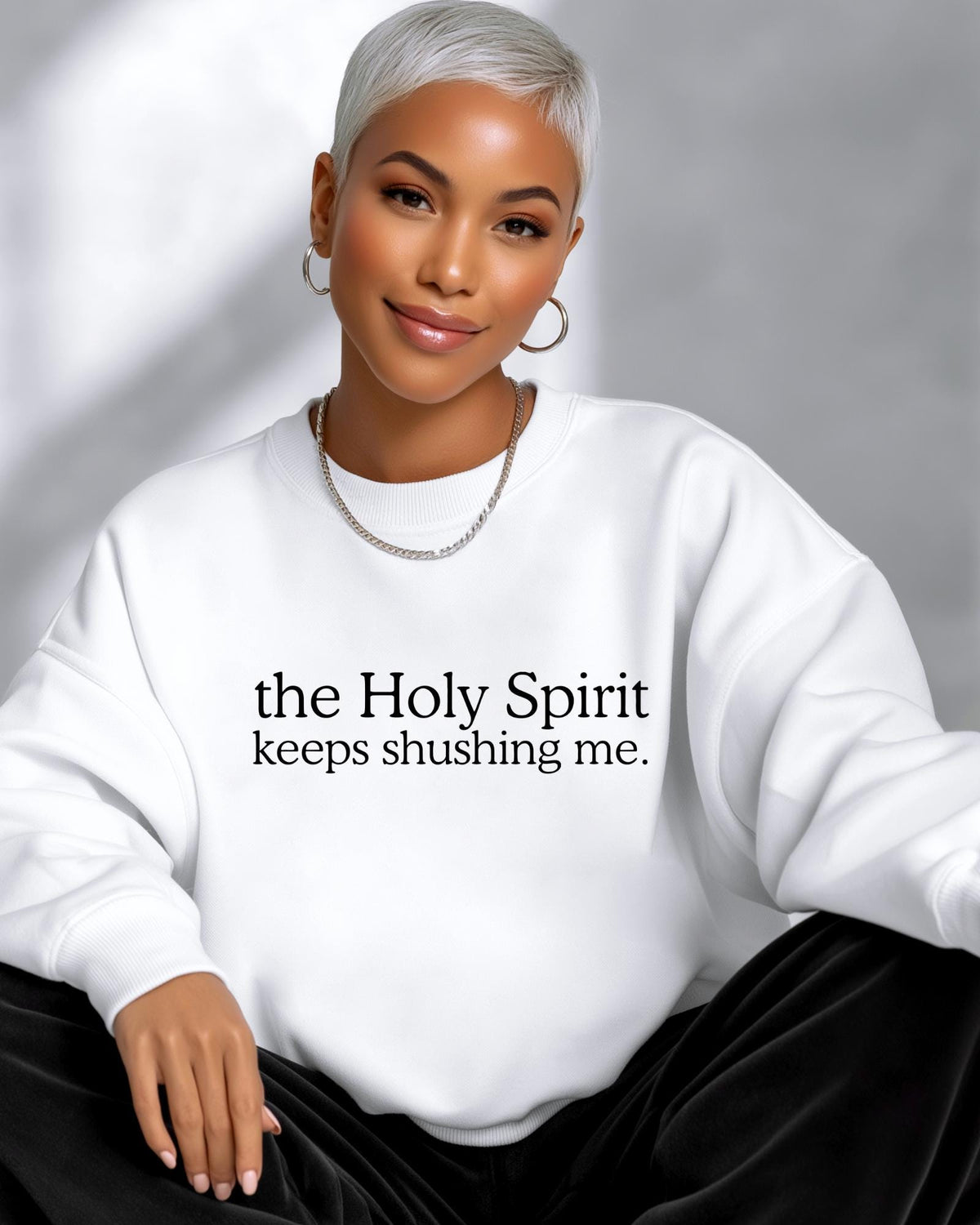 The Holy Spirit Keeps Shushing Me Shirt Funny Christian Tee Sarcastic Faith Top Adult Youth Hoodie Crewneck Sweater Sassy Believer Gift!